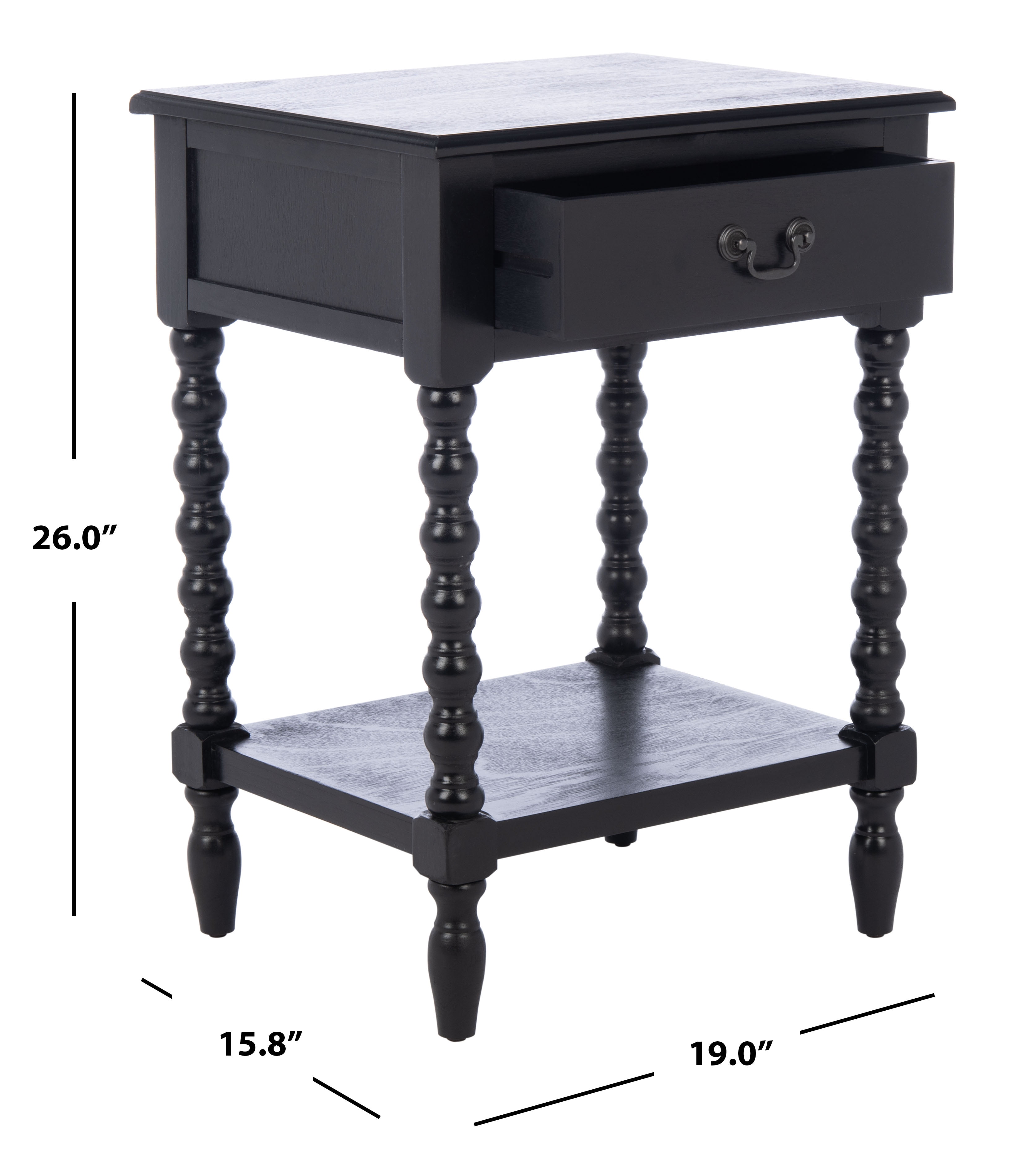 SAFAVIEH Athena Solid 1 Drawer Accent Table, Black - Image 11
