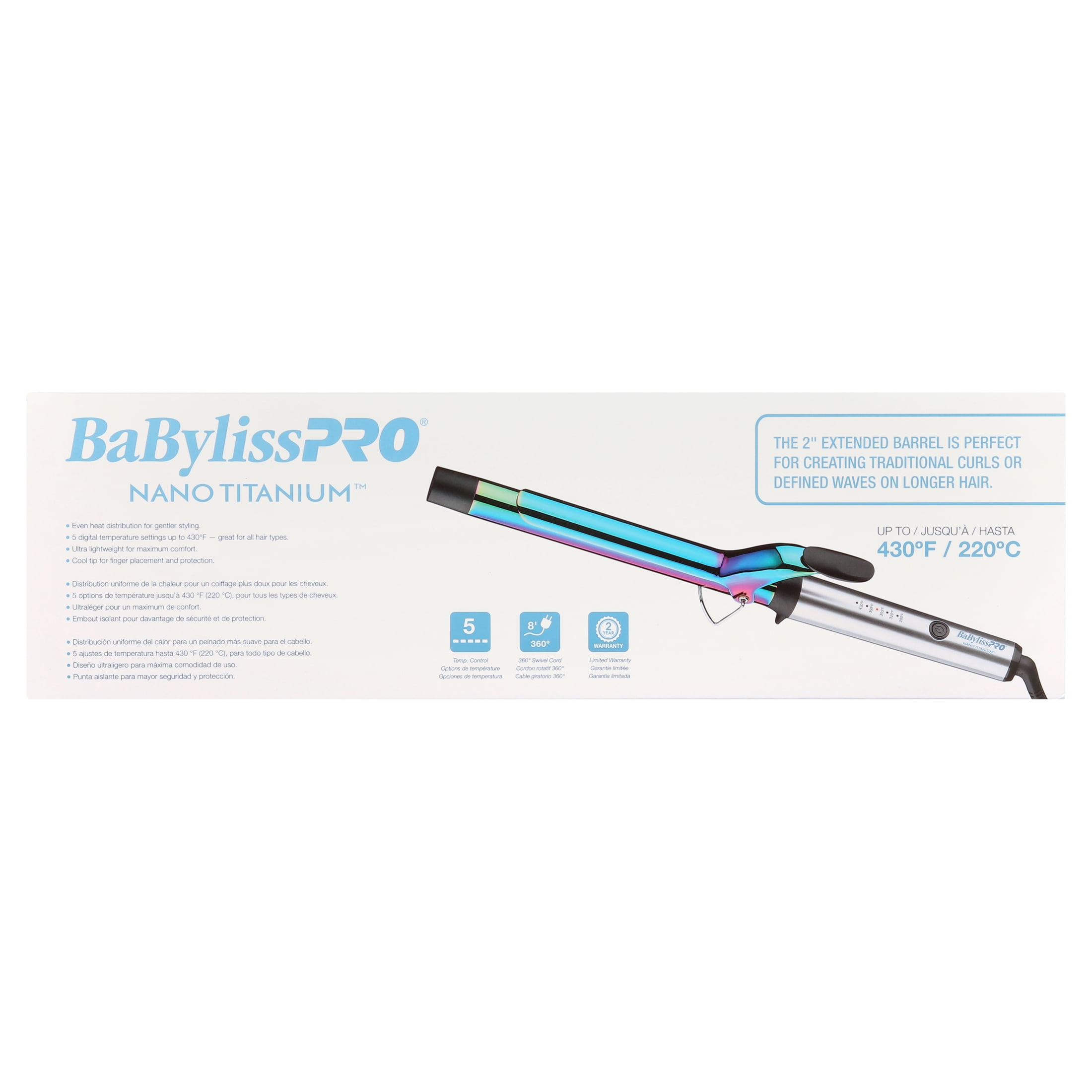 BabylissPRO Nano Titanium Limited Edition Iridescent 1" Extended Barrel Curl Iron - Image 2
