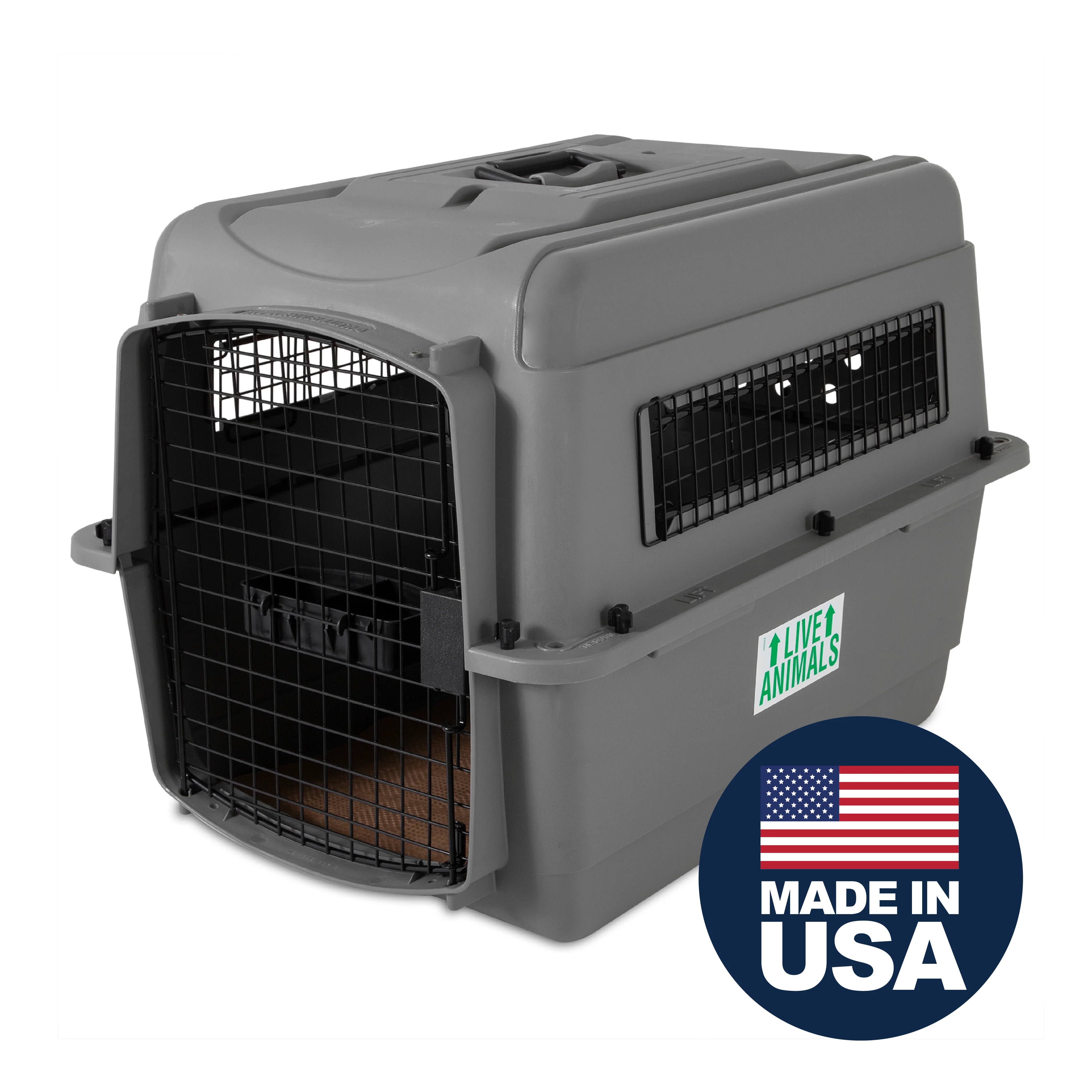 Petmate Sky Kennel for Dogs & Cats, IATA Approved, Plastic Travel Carrier, Gray, For Dogs & Cats 15-30 lbs, Small, 21" x 15" x 21" - Image 5