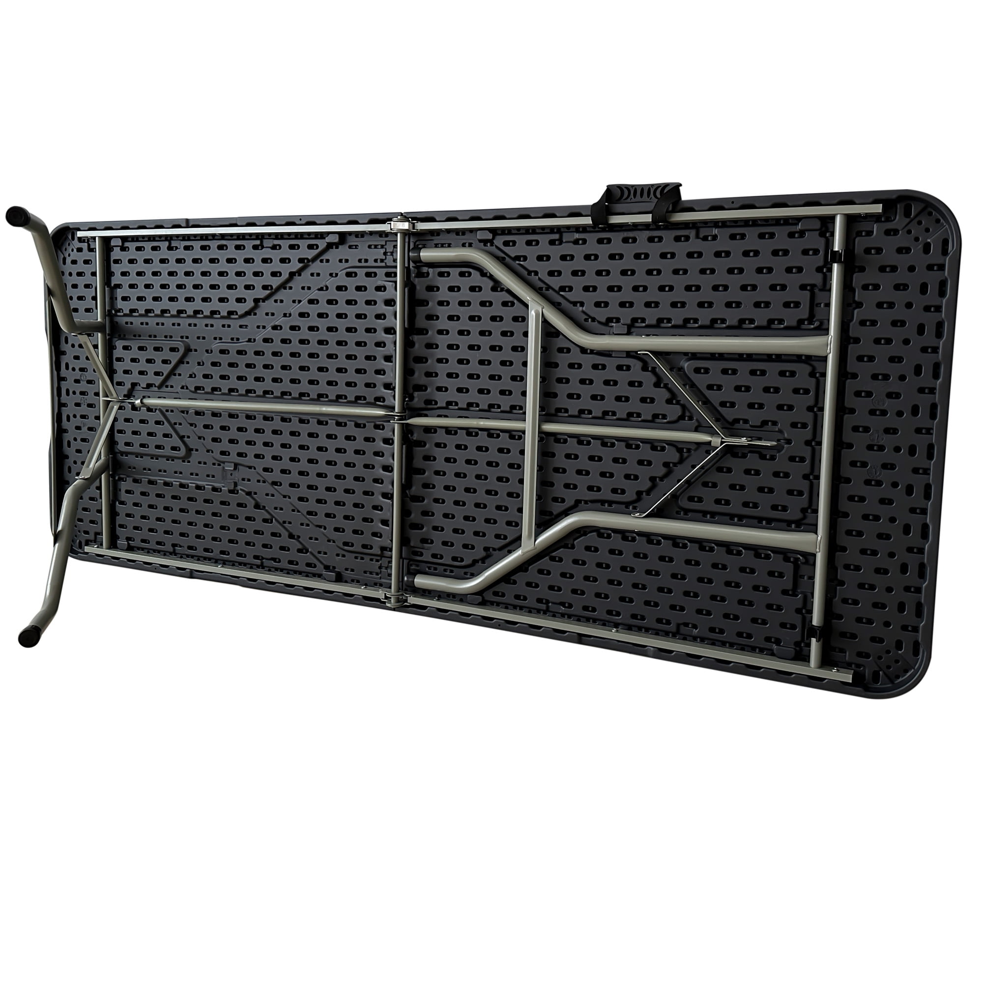 6FT Folding Table, Portable Plastic Design with Powder-Coated Steel Legs – Ideal for Picnics, Parties, Office and Camping – Convenient Carry Handle for Easy Transportation, Black - Image 4