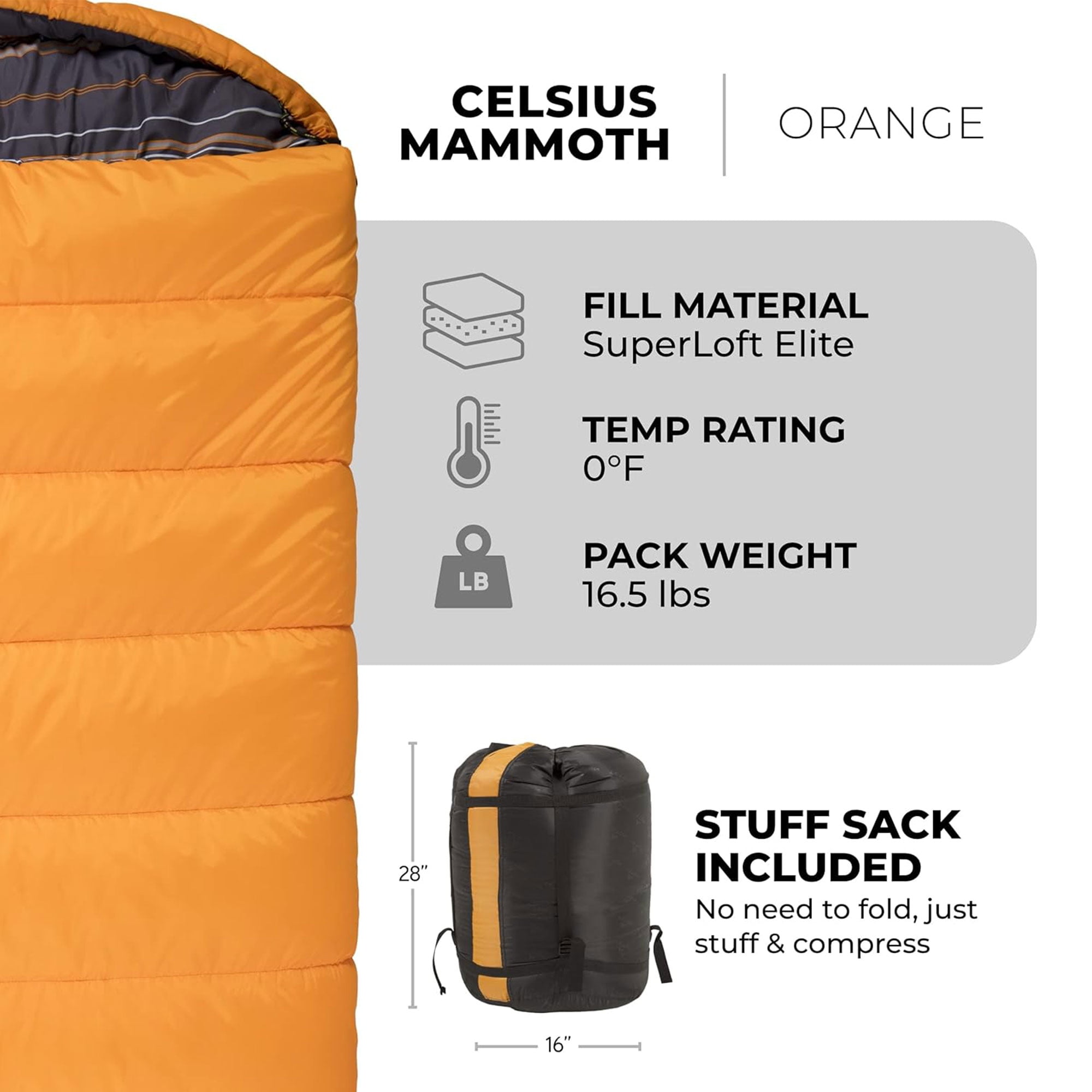 TETON Sports Mammoth 0 F Double Sleeping Bag, Orange - Image 5