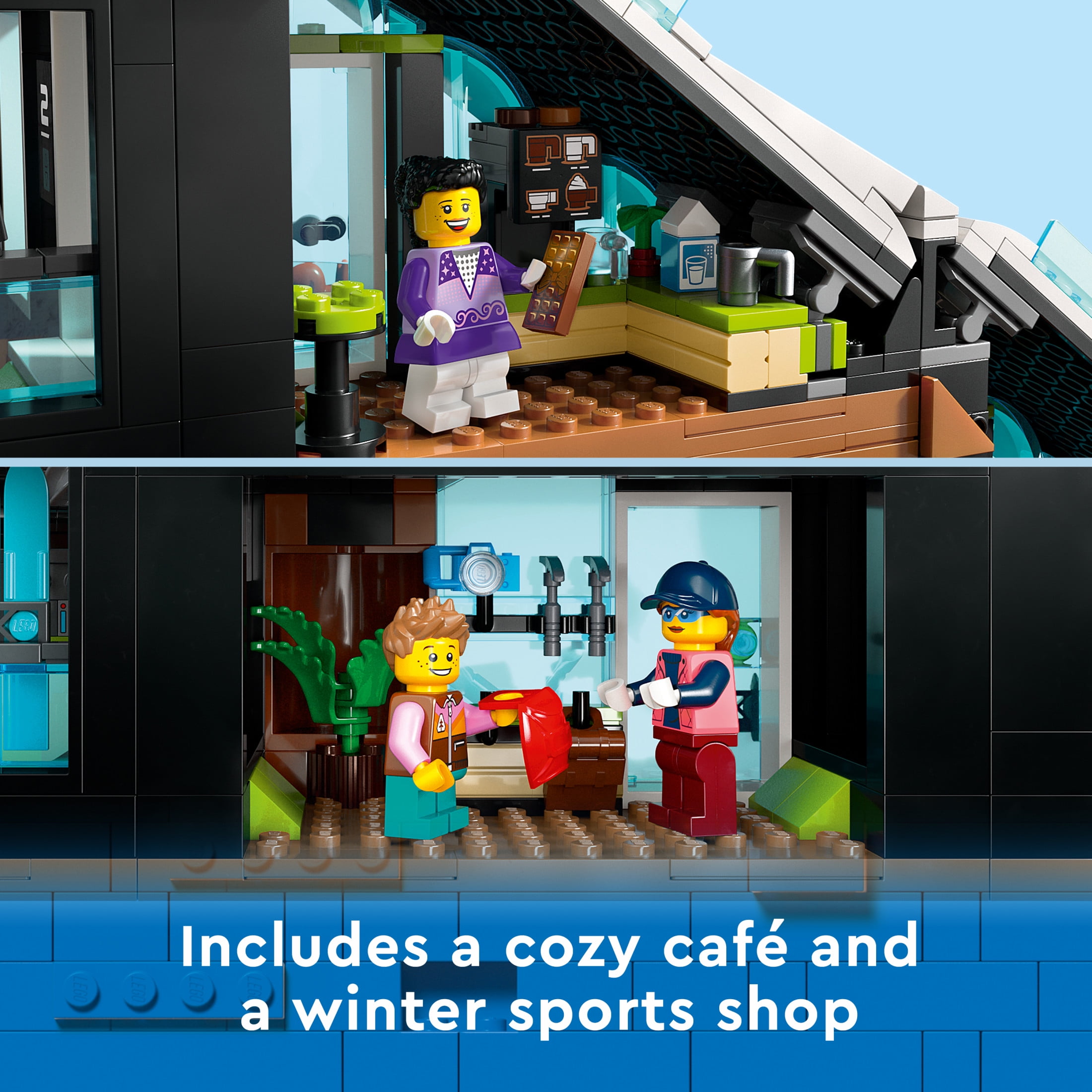 LEGO City Ski and Climbing Center 60366 Building Toy Set, 3-Level Building with a Ski Slope, 8 Minifigures and 2 Animal Figures for Imaginative Winter Sports Play, Fun Gift Idea for Kids and Ski Fans - Image 7