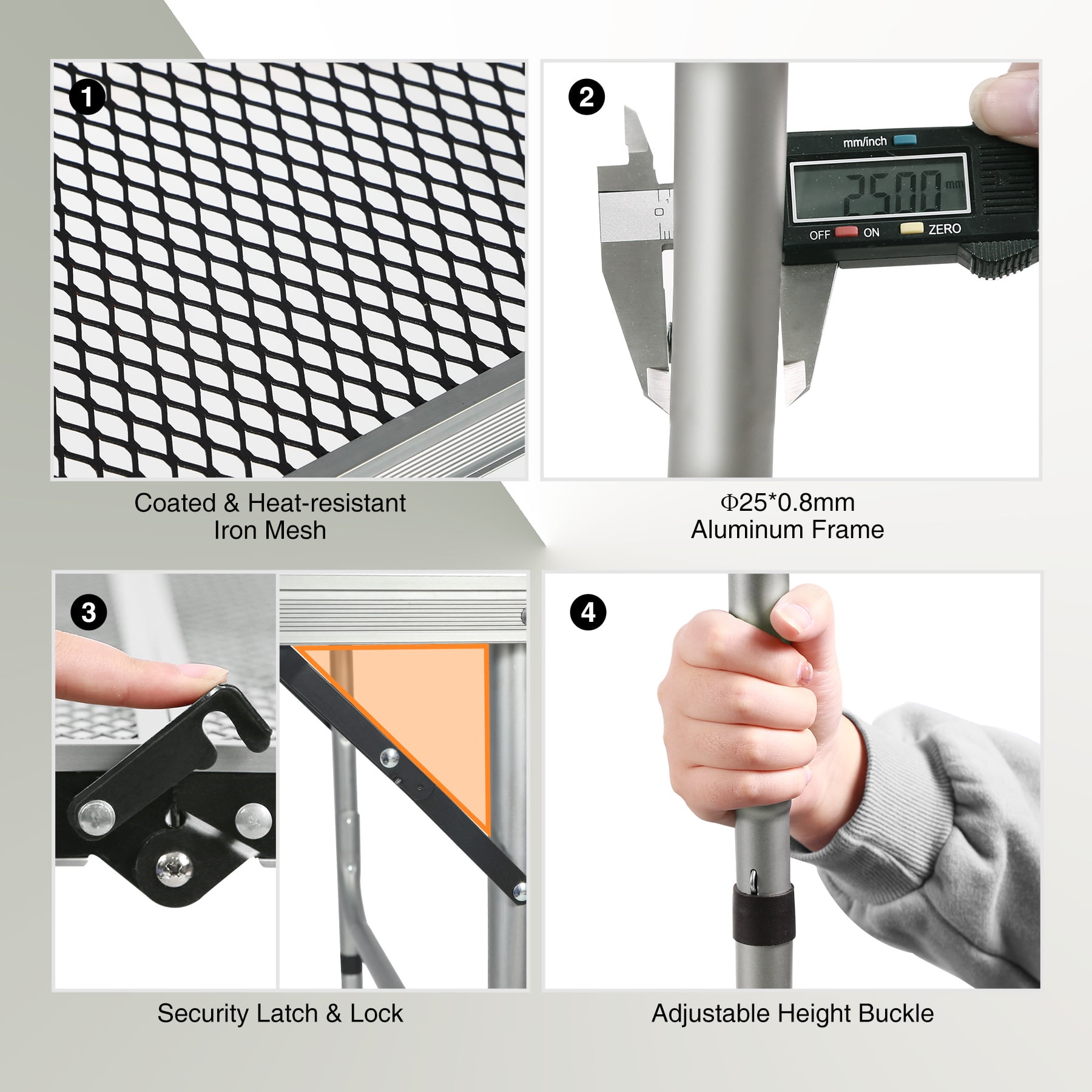 REDCAMP Folding Portable Grill Table, Lightweight Metal Grill Stand Aluminum Camping Table w/ Adjustable Height Legs for Outdoor Cooking BBQ RV Picnic - Image 6