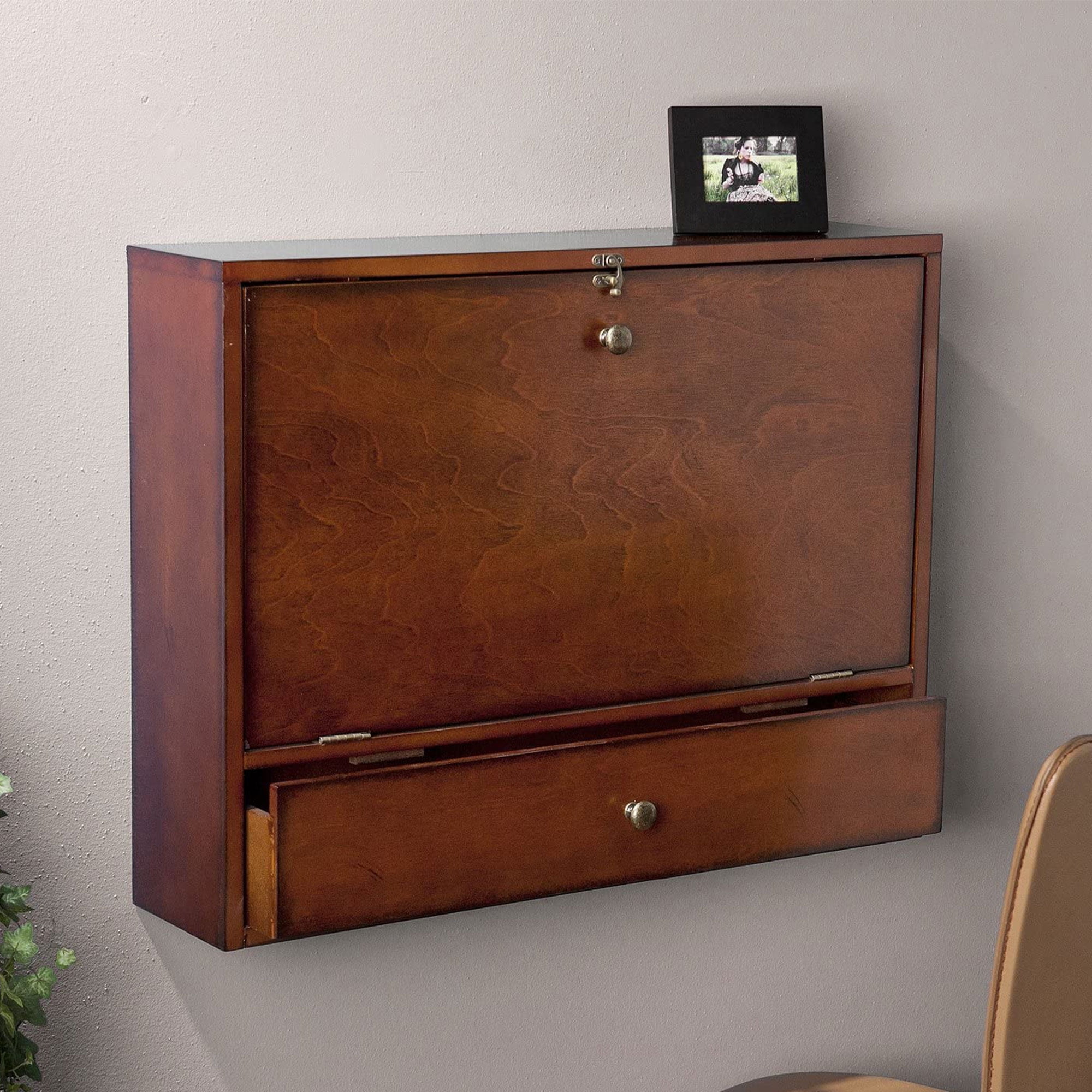 Wall-Mount Laptop Desk - Brown Mahogany - Image 6
