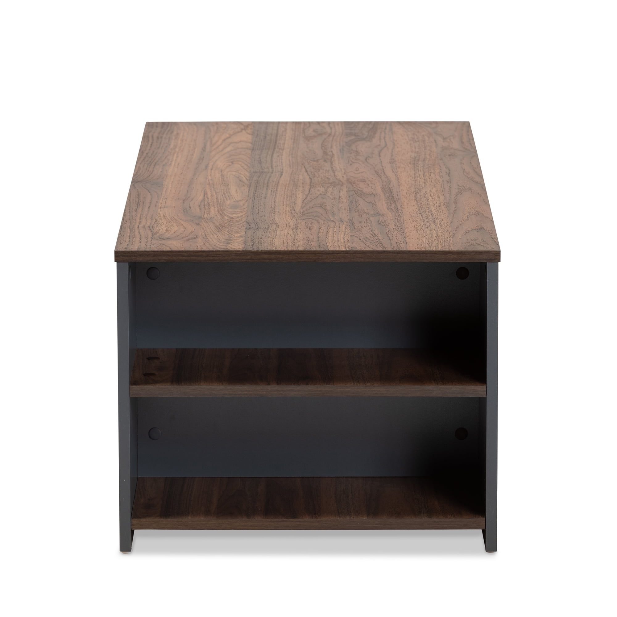 Baxton Studio Select Modern MDF Coffee Table with Storage, Walnut Brown/Gray - Image 4