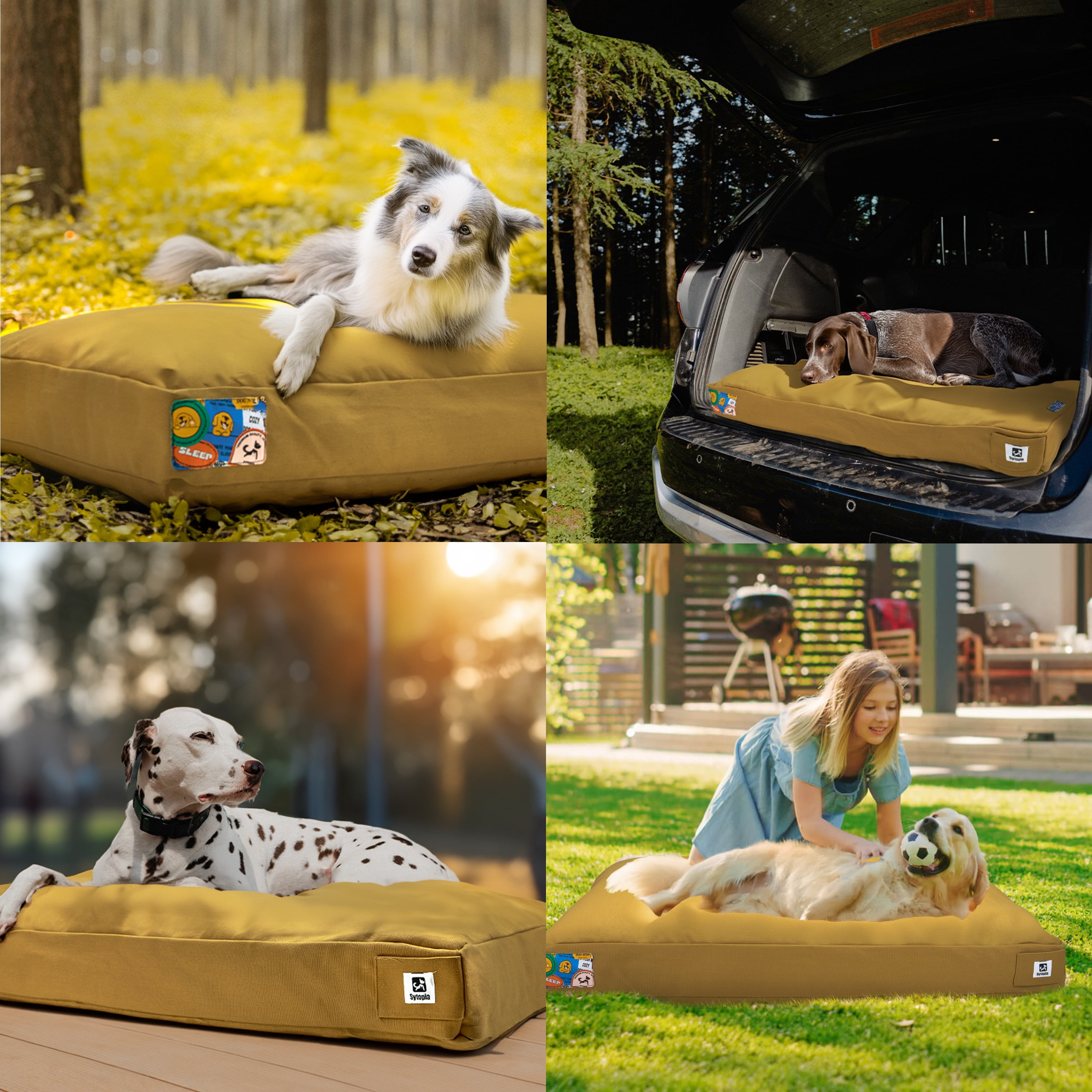 Sytopia 36" Outdoor Dog Bed for Medium & Large Sized Dogs, Waterproof Canvas Dog Bed With Washable Removable Cover, Large Dog Beds Up to 55 Lbs - YELLOW - Image 10