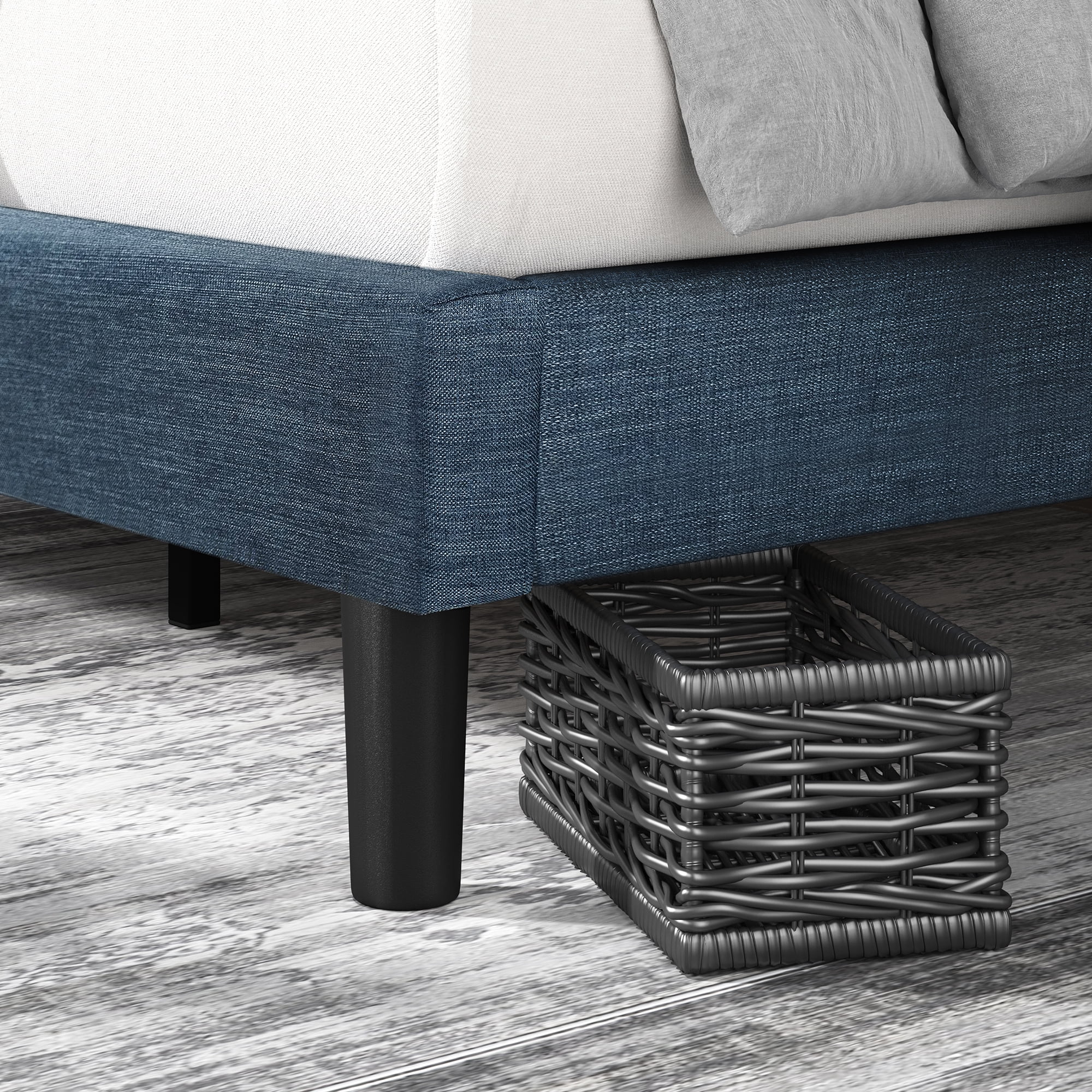 Zinus Omkaram 47" Upholstered Navy Platform Bed, Full - Image 7