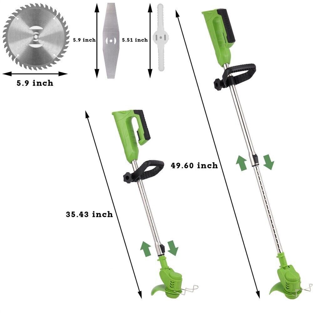 Jinyi Electric Cordless Grass String Trimmer Lawn Edger Weed Eater Cutter + 2 Battery - Image 4