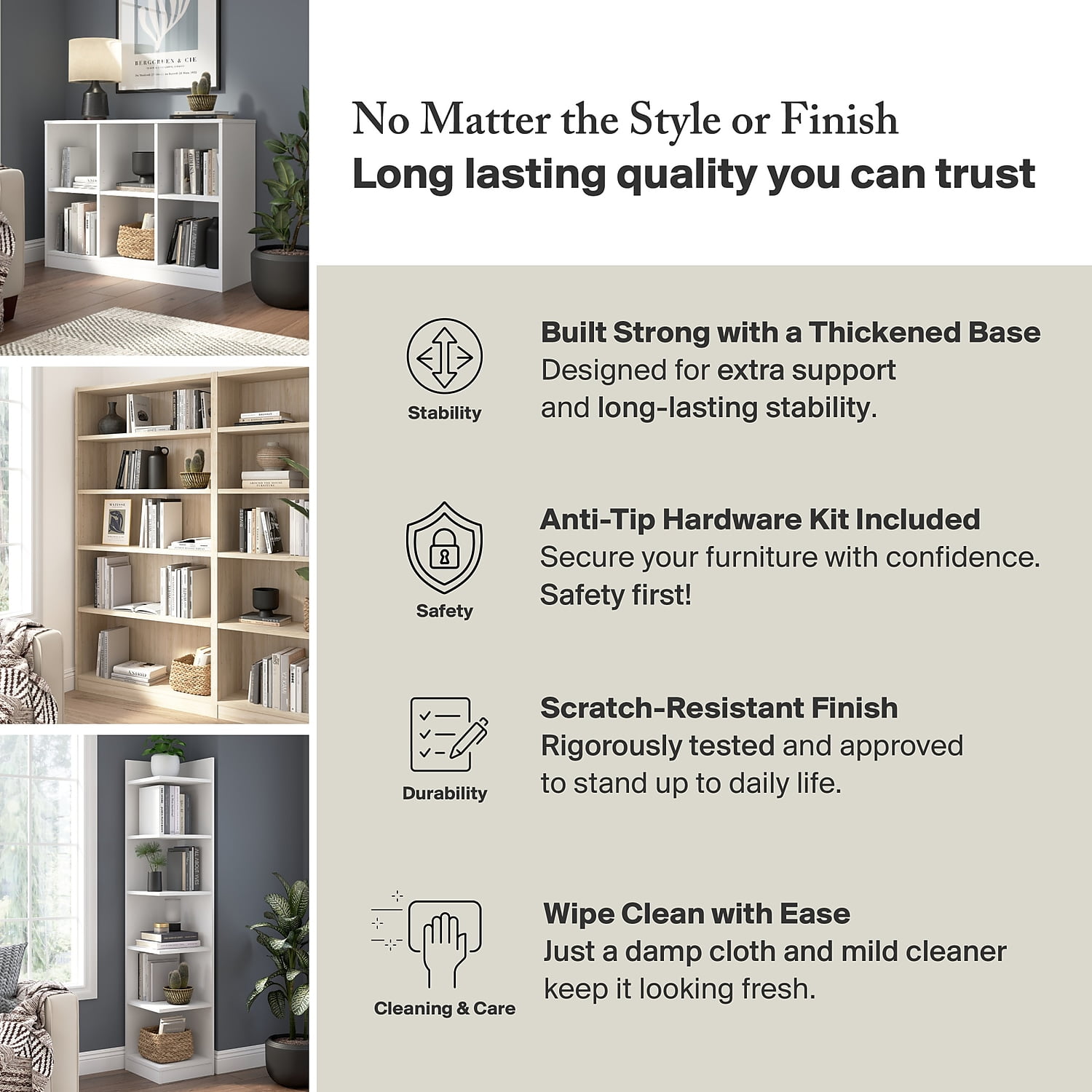 Universal 2 Shelf Bookcase in Pure White - Engineered Wood - Image 6