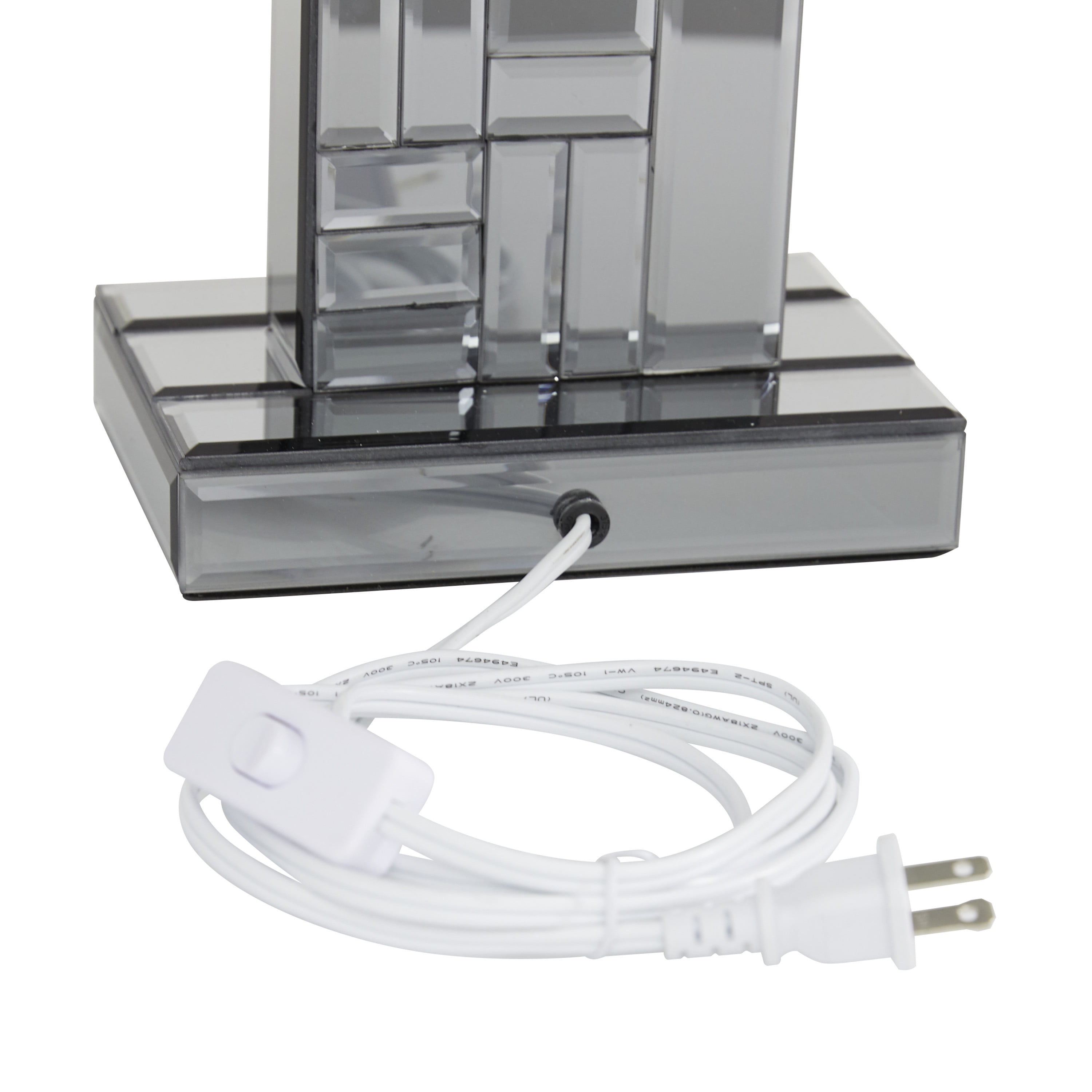 DecMode 30" Mirrored Silver Table Lamp with Gray Linen Shade - Image 2