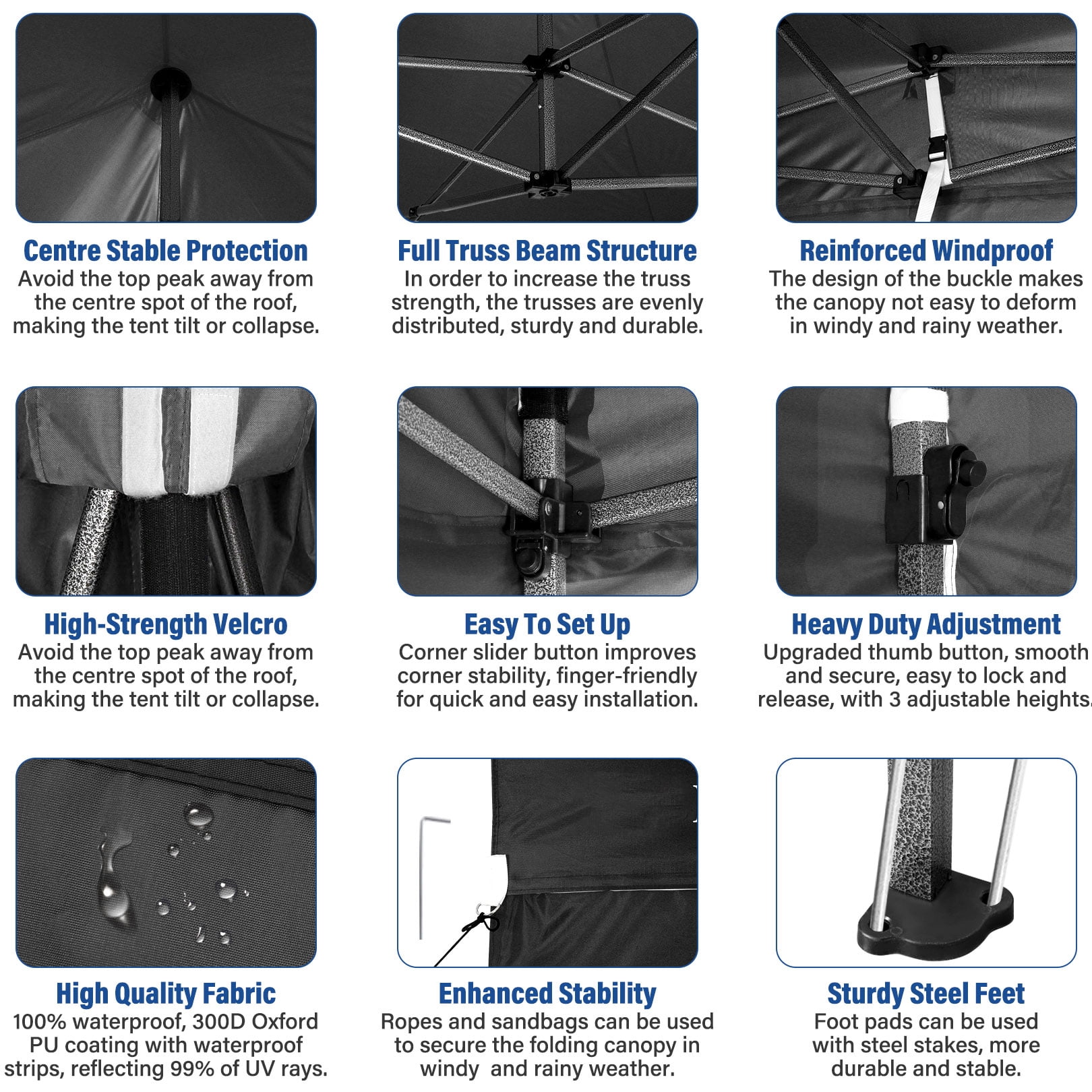 SANOPY 10x10 FT Pop Up Canopy Tent Outdoor Heavy Duty Commercial Instant Shelter Waterproof Party Tent Gazebo with 4 Removable Sidewalls, Roller Bag and 4 Sandbags, Black - Image 2