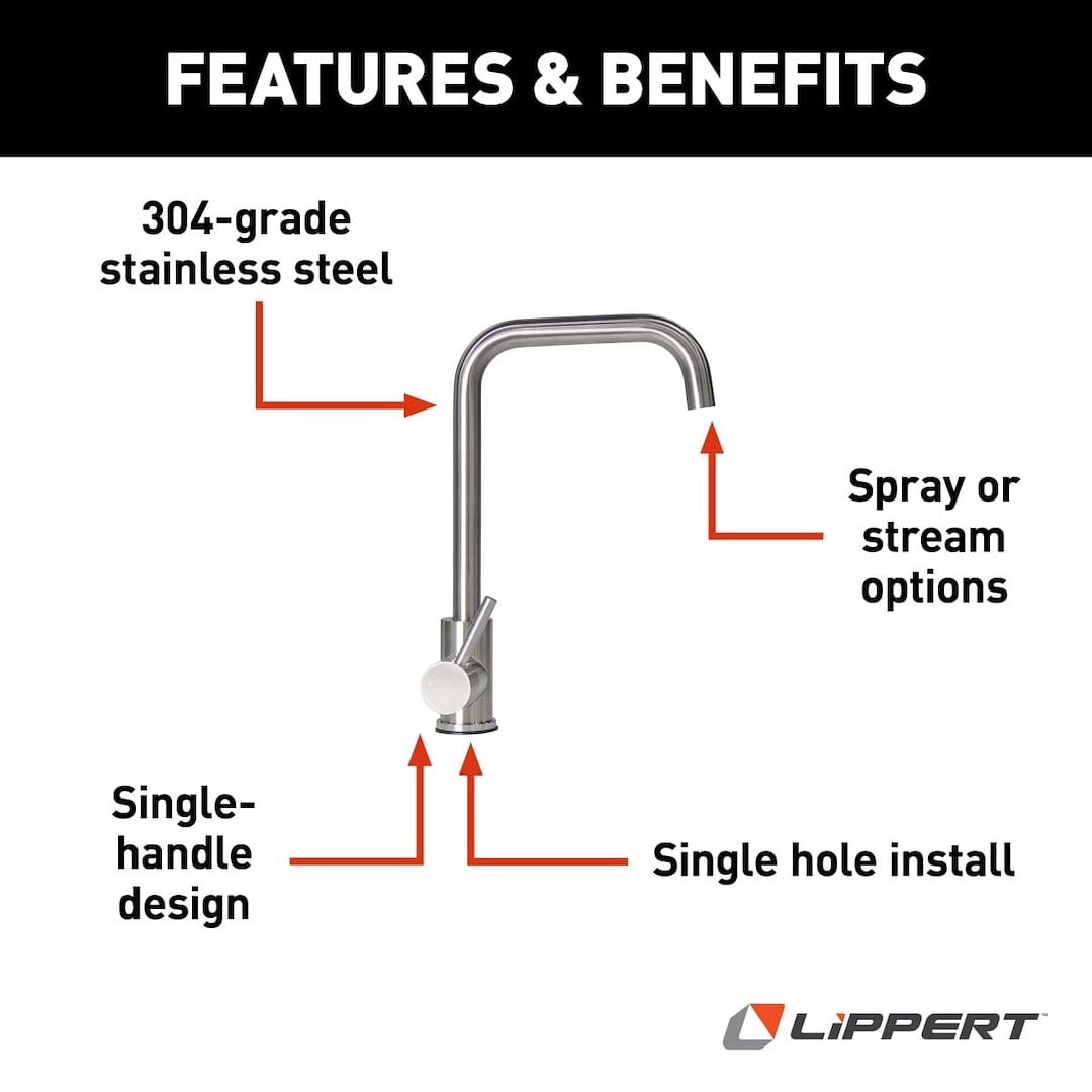 Lippert Flow Max Stainless Steel RV Kitchen Faucet - Image 4