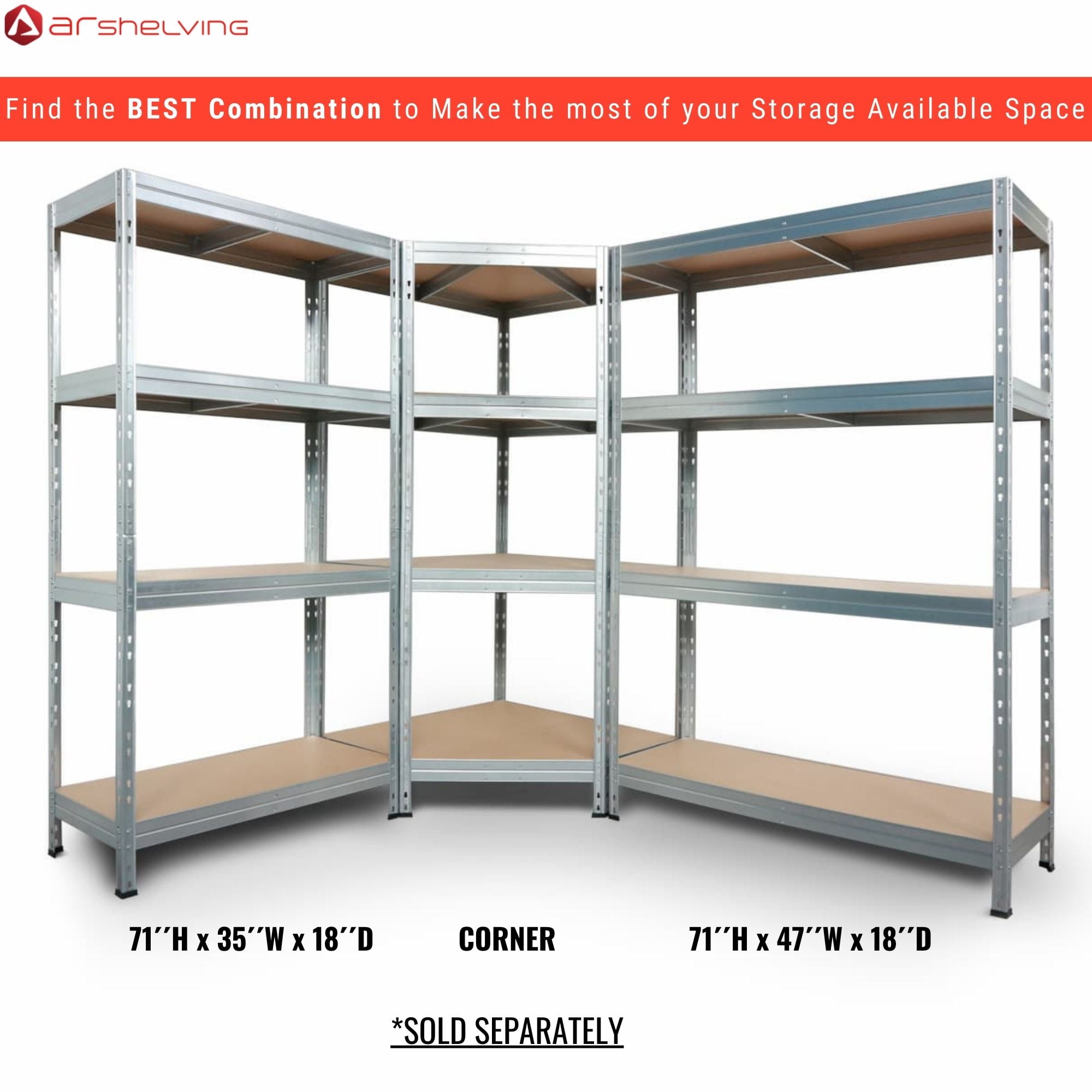 Ar Shelving Customizable Storage Collection 71"x59"x18" 4-Tier Metal Shelf 2000 lb Galvanized Finish - Image 9