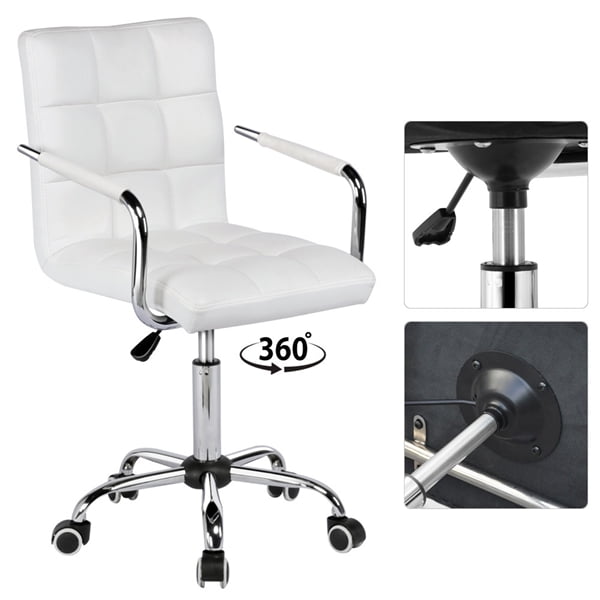 Renwick Desk Chairs Height Adjustable PU Leather Stylish Office Chair, White - Image 11