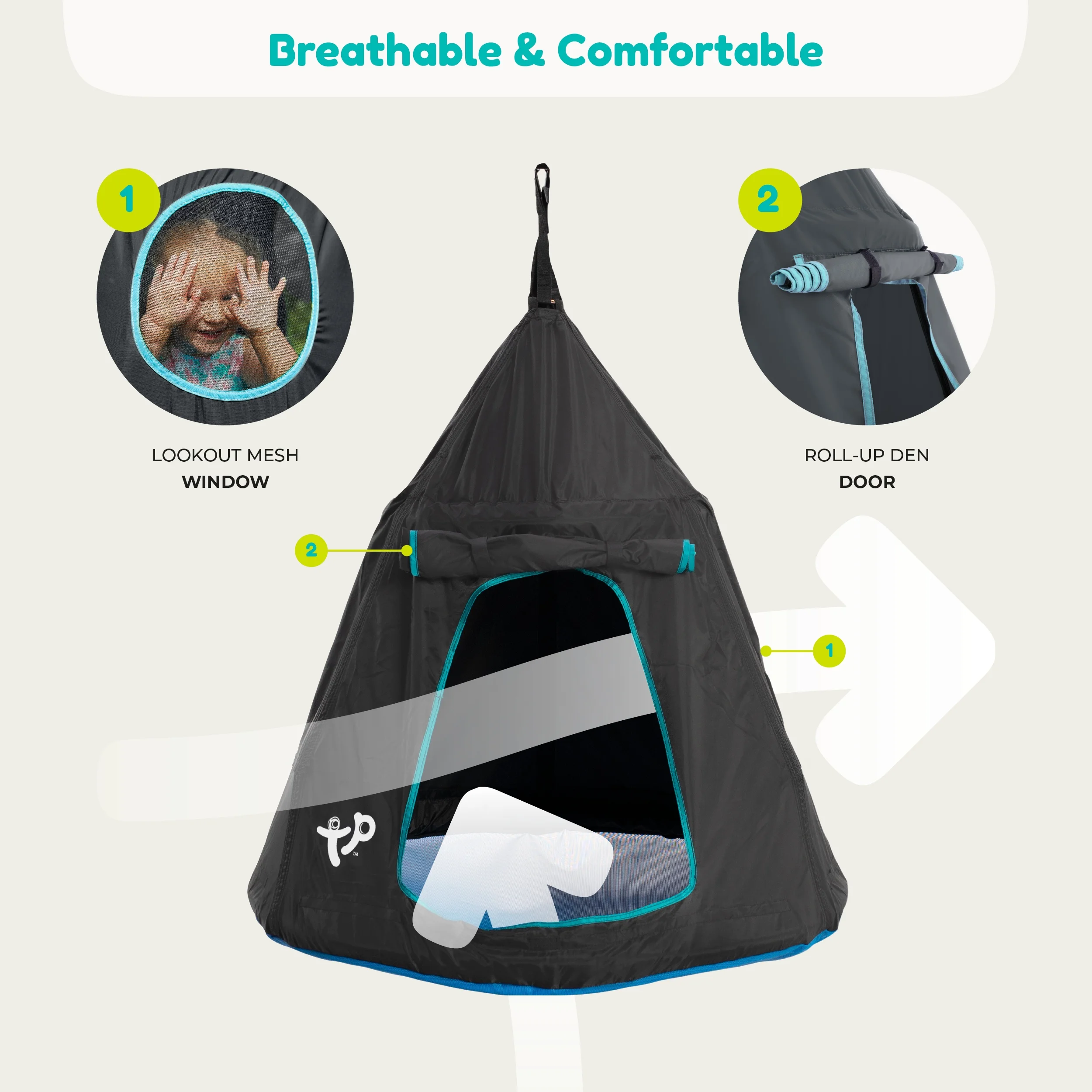 TP Toys UFO Kids Hanging Tent Swing. Made for Kids 3-8. - Image 3