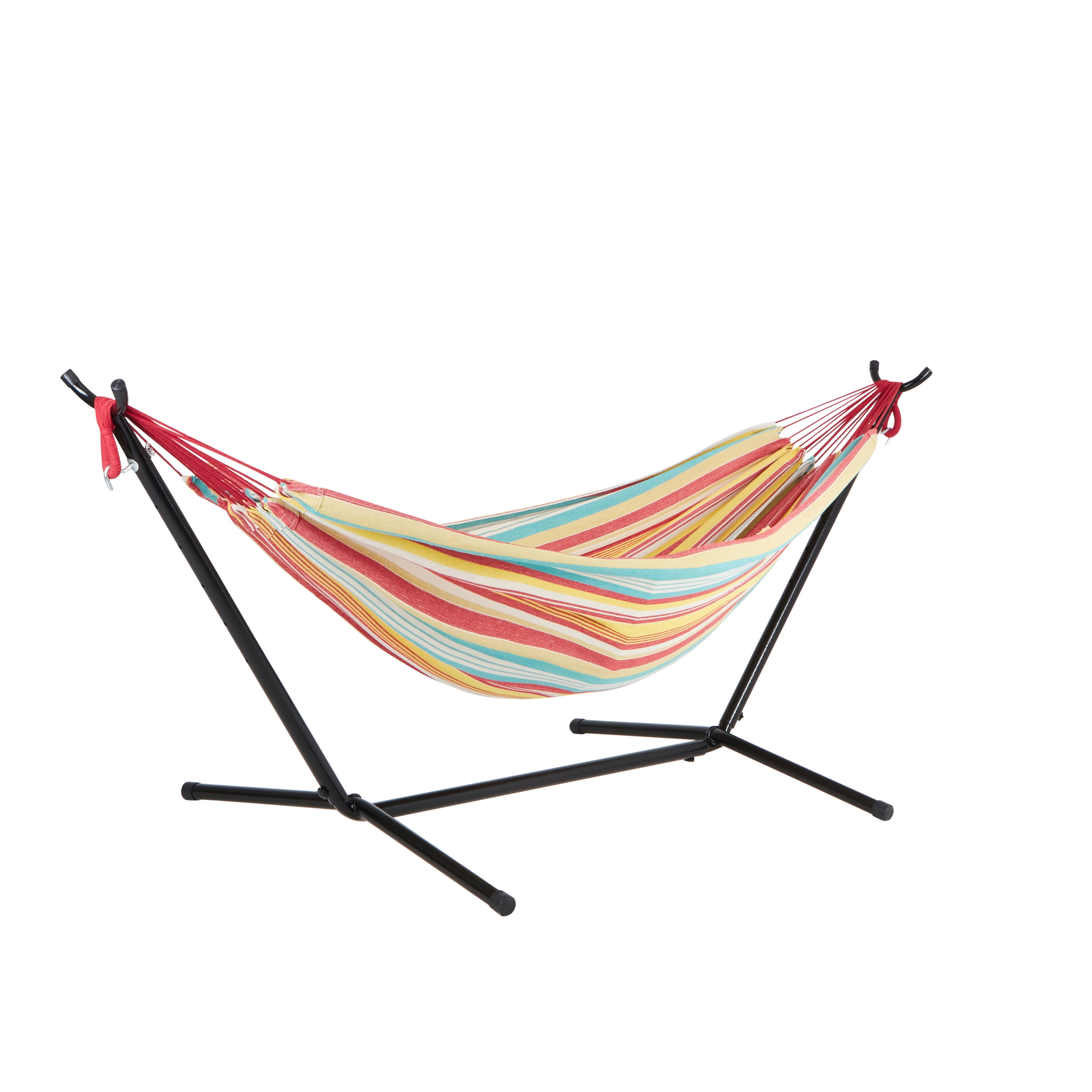 Bliss Hammocks 60" Wide Hammock & Built-in Stand w/ Carrying Case & Hanging Hardware , Indoor, Outdoor, Poolside, Patio, Backyard , Heavy Duty, Strong & Durable , 400 Lbs Capacity-Watermelon Stripe - Image 6