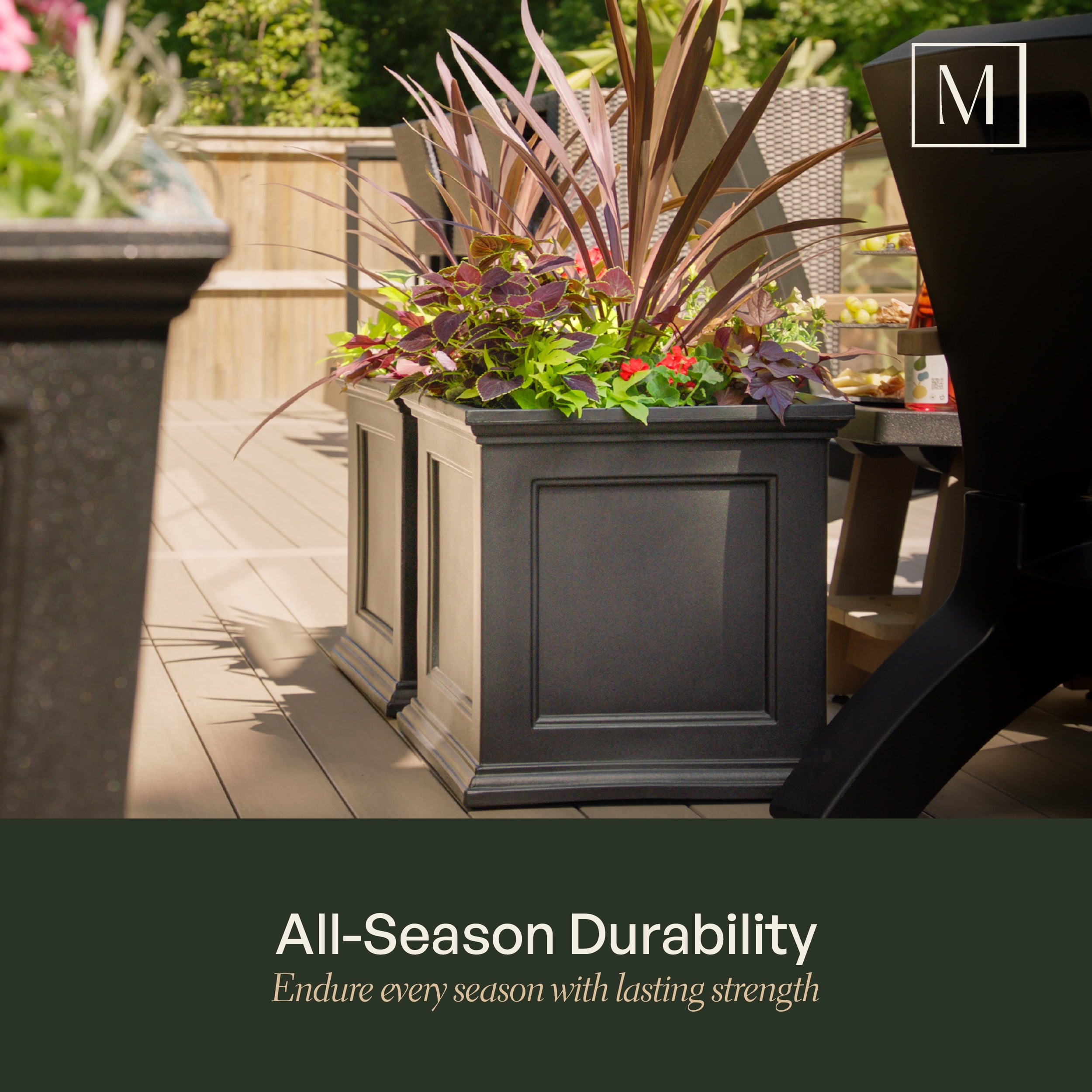 Mayne Fairfield 20" x 20" x 20" Square Espresso Self Watering Plastic Planter - Image 5