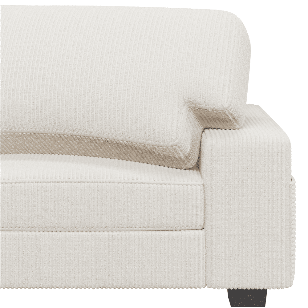 Renwick 83.5'' W 2-Seater Modern Corduroy Fabric Sofa Couch with USB Charging Ports, All Ages, Ivory - Image 4