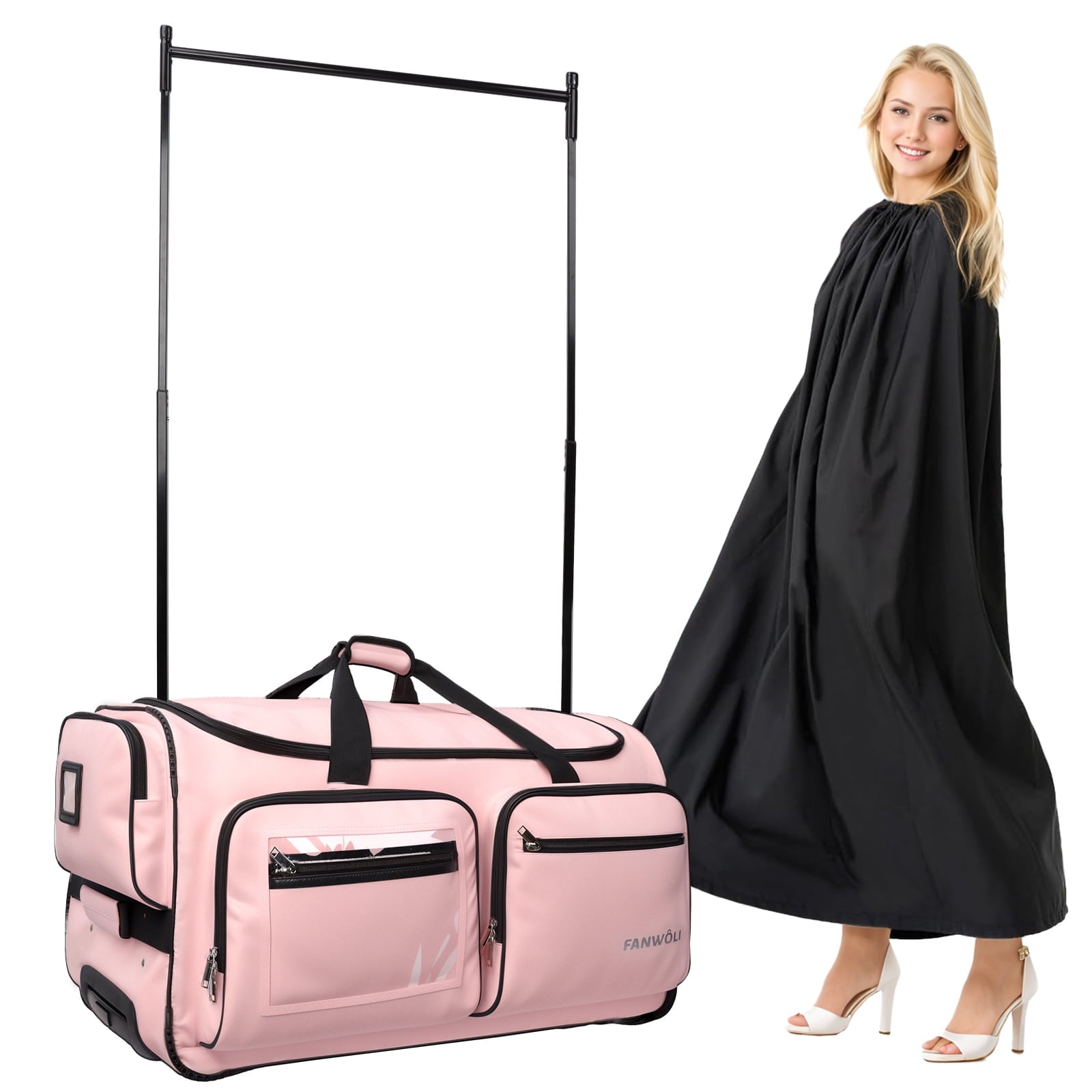 Fegat 23" Collapsible Rolling Competition Dance Duffle Bag, Pink-23Inch - Image 7