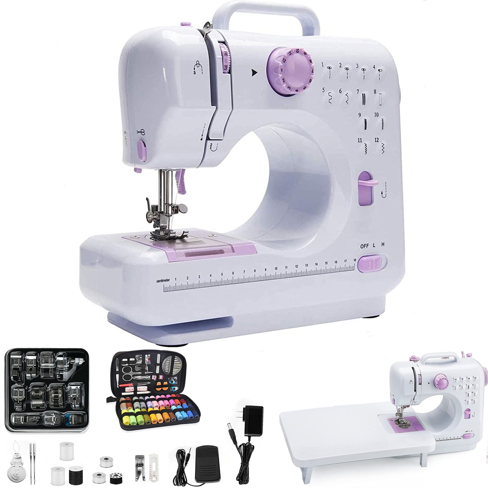 Eatbuy Portable Sewing Machine, Mini Household Sewing Machine for Beginners Multifunctional Electric Crafting Machine 12 Built-in Stitches with 97PCS Sewing Kit - Image 8