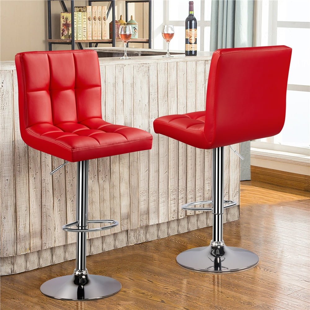 Alden Design Modern Adjustable Counter Height Bar Stools with Backrest, Set of 2, Red - Image 14