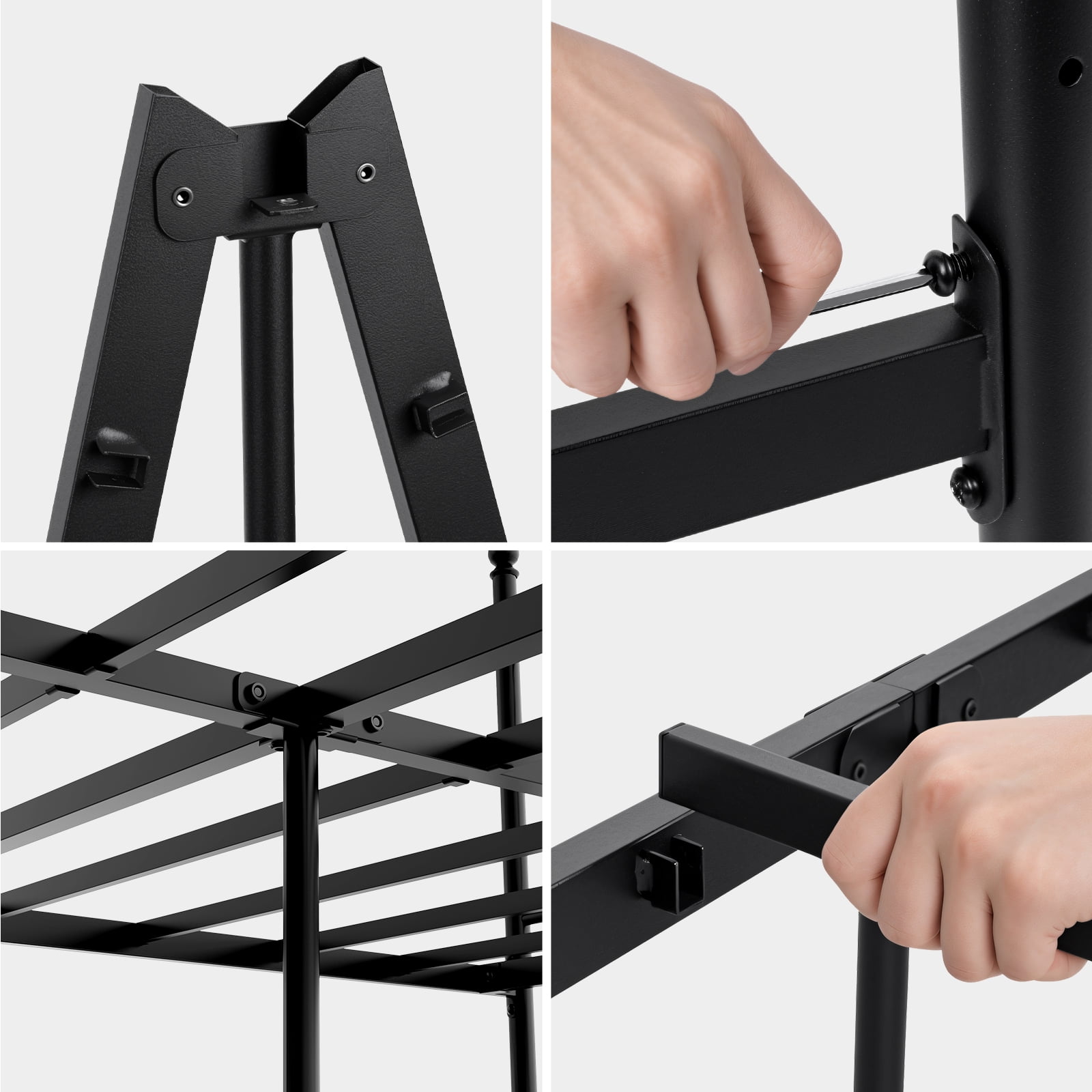 HOMWOO Queen Size Metal Platform Bed Frame with Headboard & Footboard, No Box Spring Required, Under Bed Storage, Heavy Duty Mattress Foundation, Noise Free, Black - Image 9