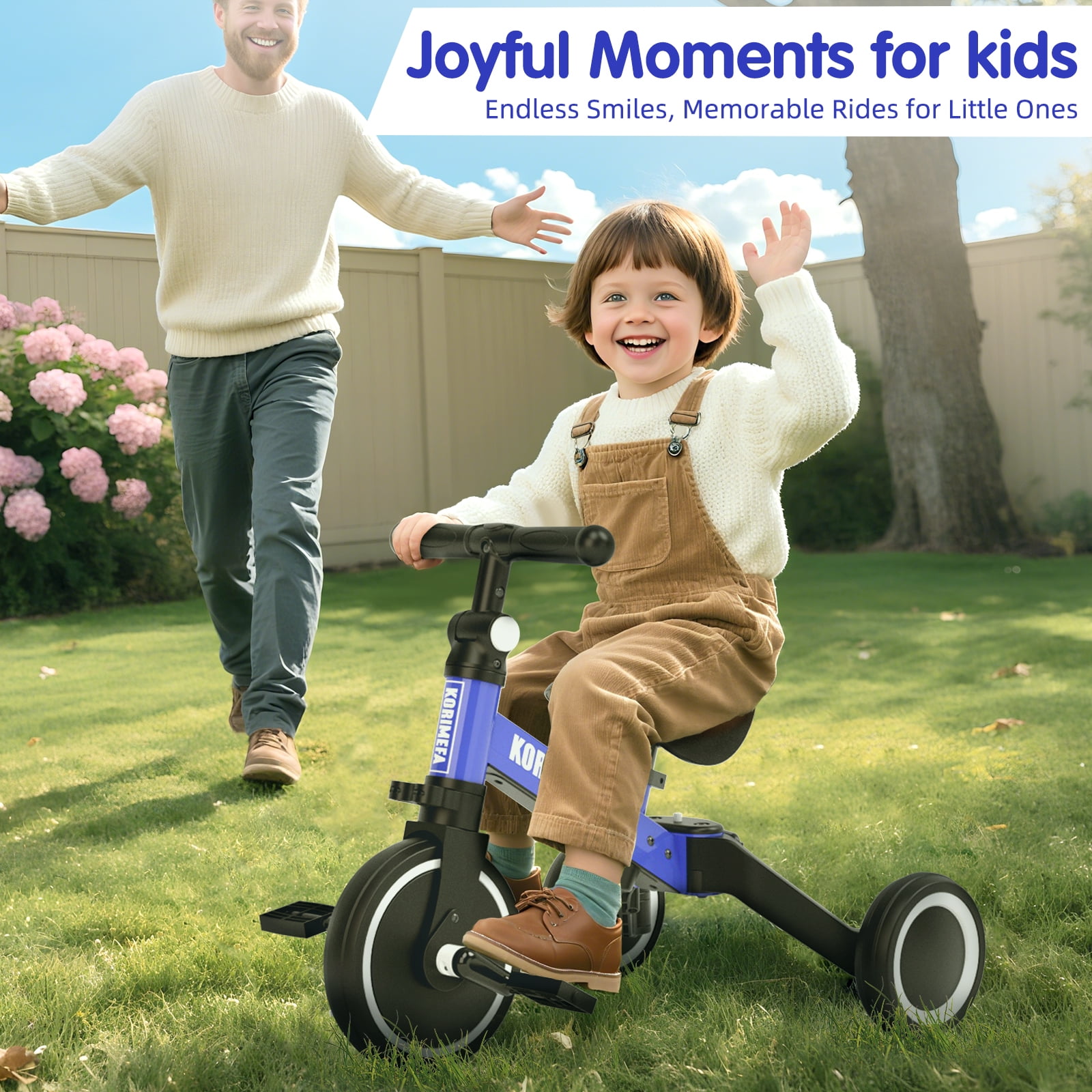 KORIMEFA 5 in 1 Toddler Bike for 1-4 Years Old Kids, Kids Trike Tricycle for Balance Training, Baby Bike Toys Gift for Boy & Girl - Image 7