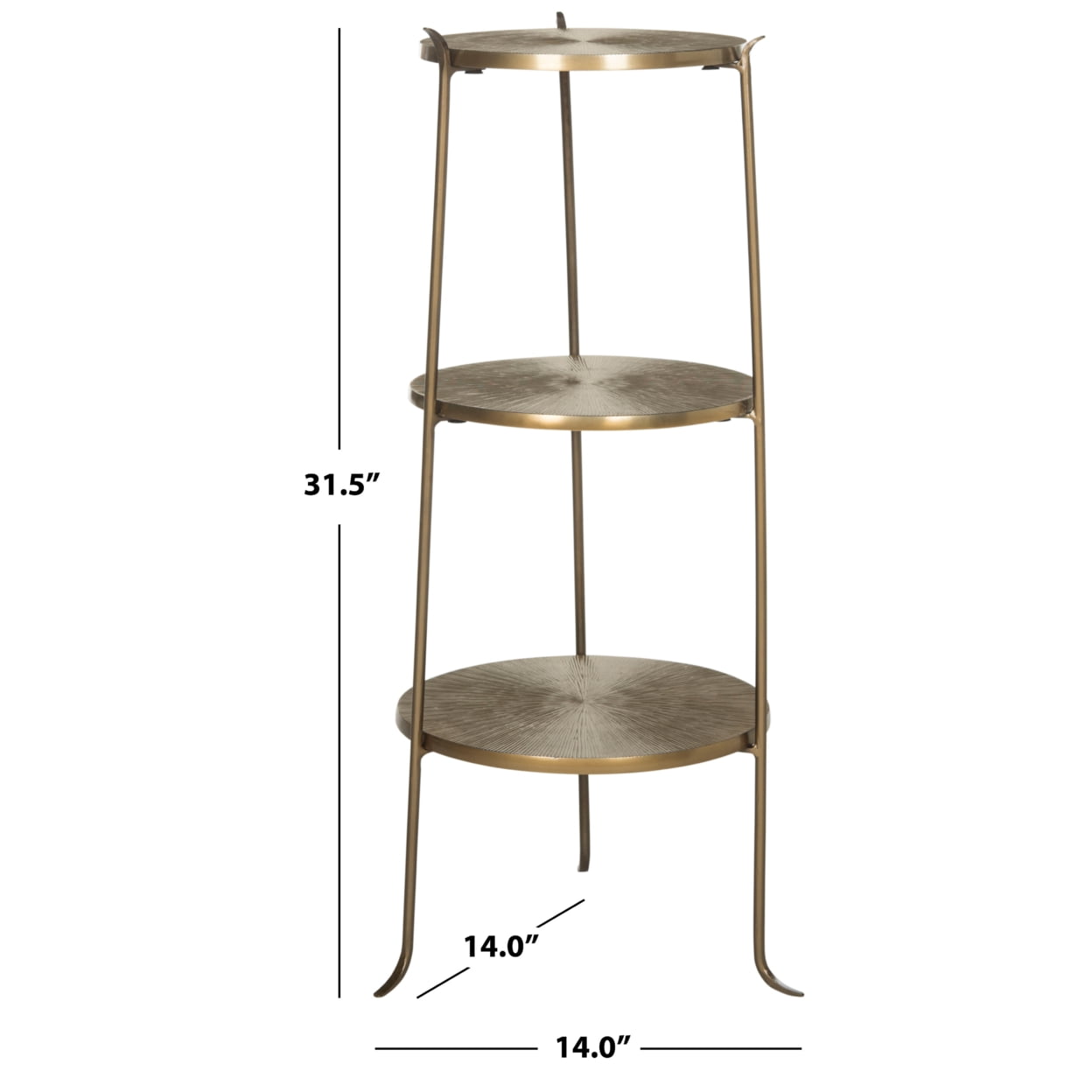 SAFAVIEH Elda Classic Rustic 3-Tier Side Table, Brass - Image 5