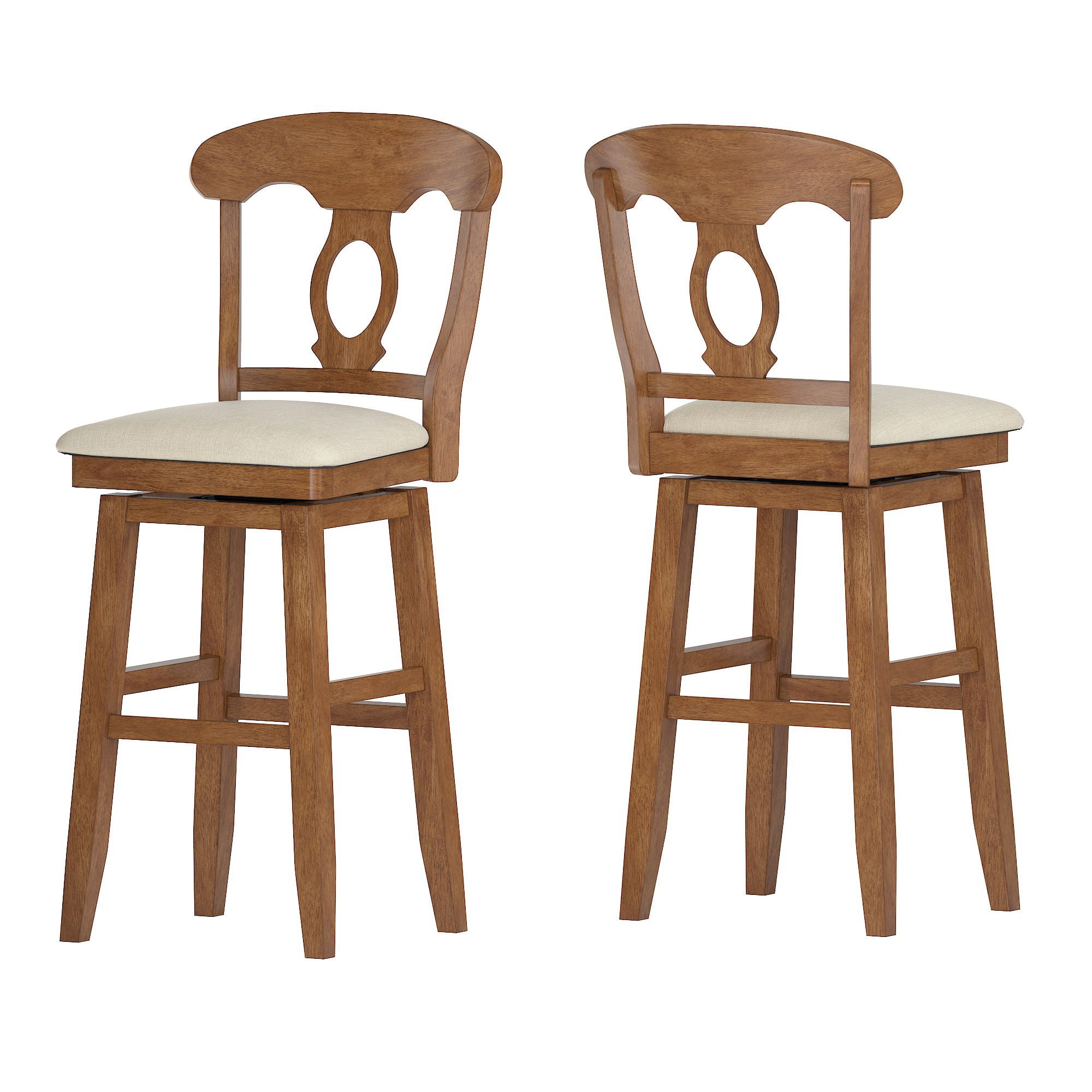 Weston Home Sheena Napoleon Back Wood Swivel Bar Stool, Oak - Image 5