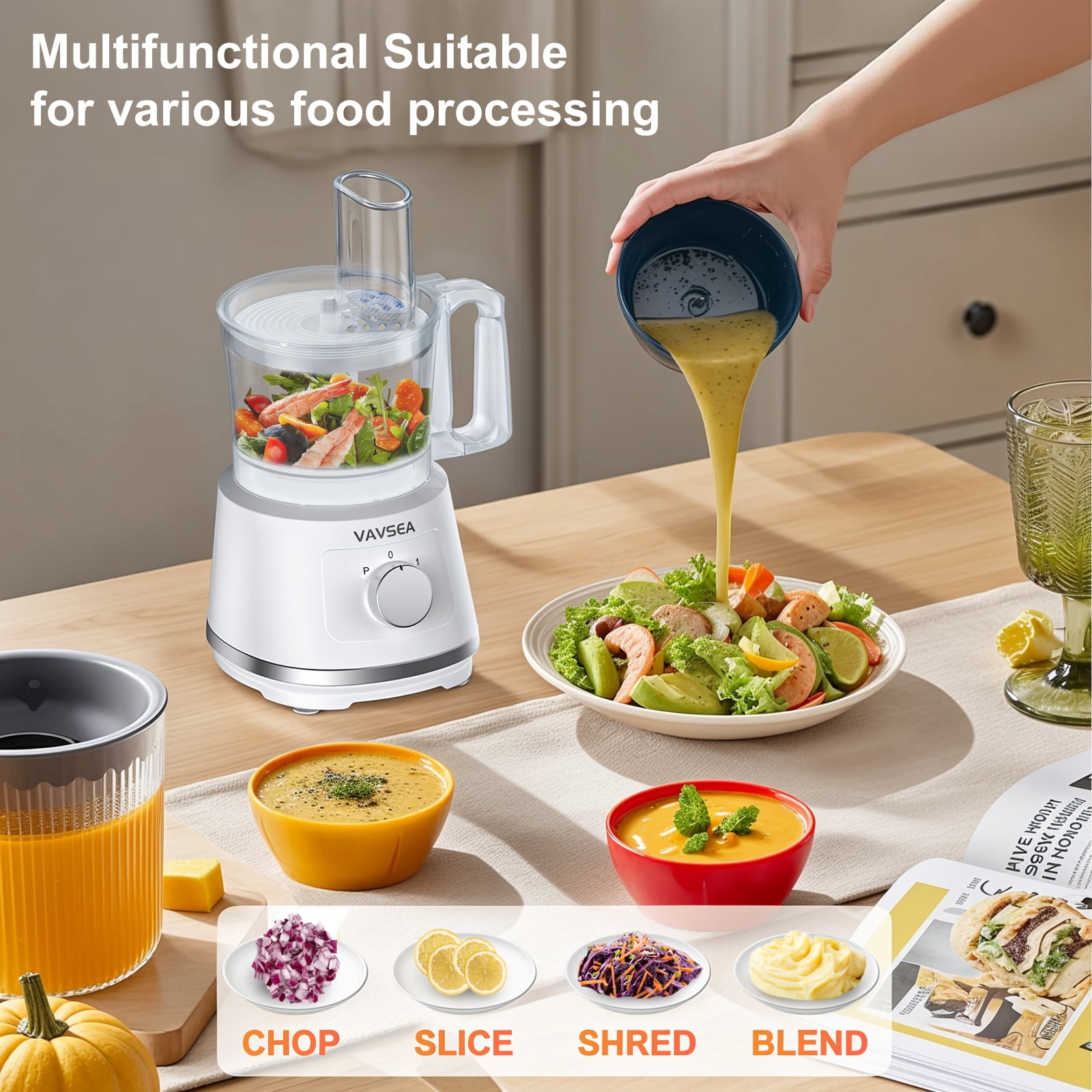 VAVSEA 8 Cup Food Processor and Vegetable Chopper for Dicing, Slicing, Shredding, and Mincing, New Food Chopper for Vegetables, Meat, Grains, Nuts - Image 5