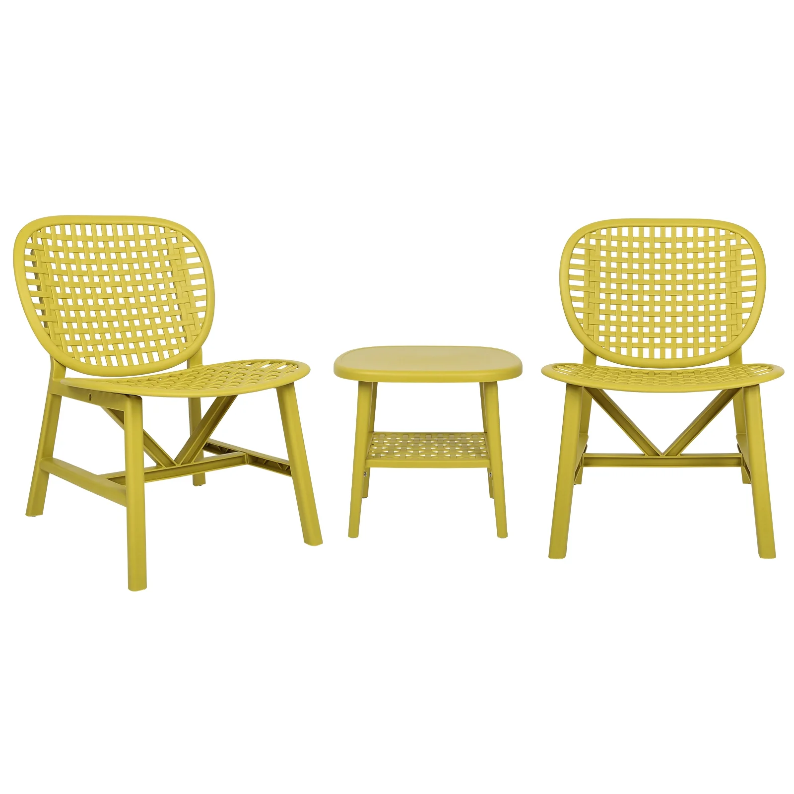 Aukfa 3 Pieces Outdoor Bistro Set - 3 Pieces Patio Conversation Set for Balcony Garden - Yellow - Image 5