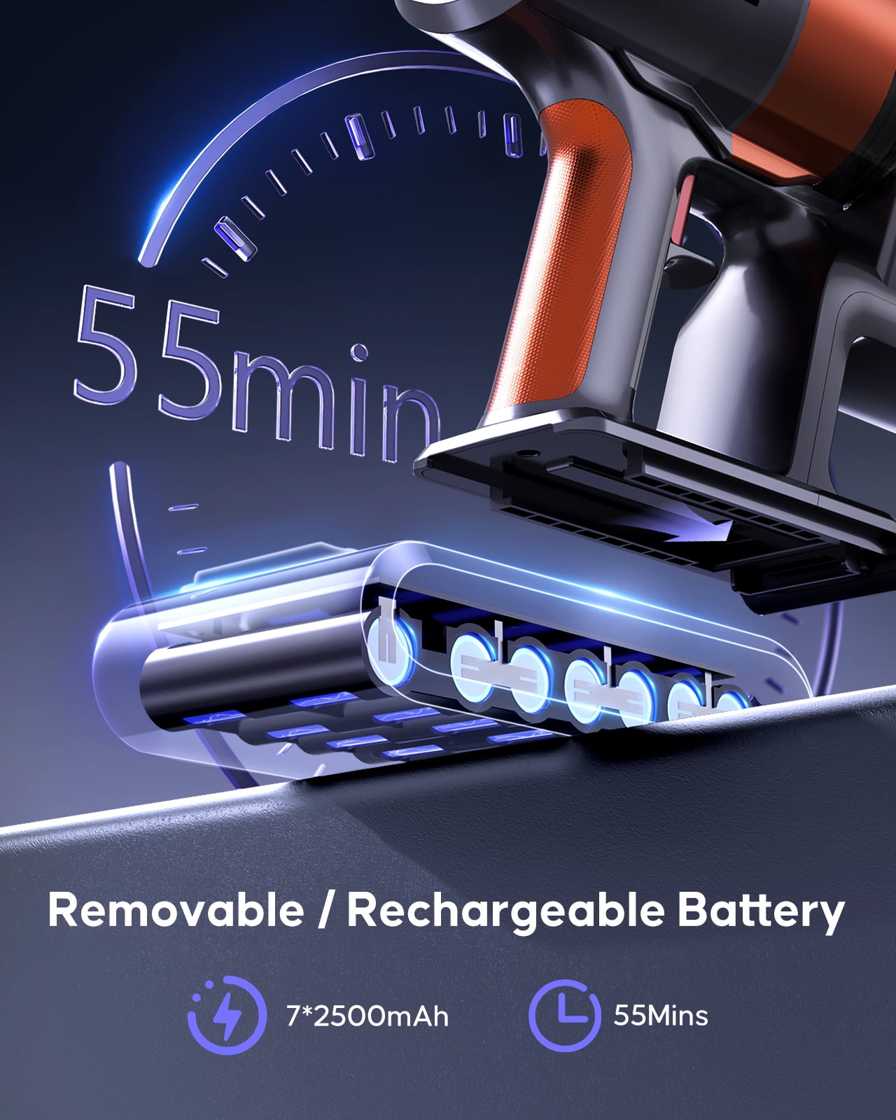 WLUPEL 450W High-Power Motor 38KPA Lightweight Powerful Cordless Vacuum with 1.5L Cup for All Floor - Image 6