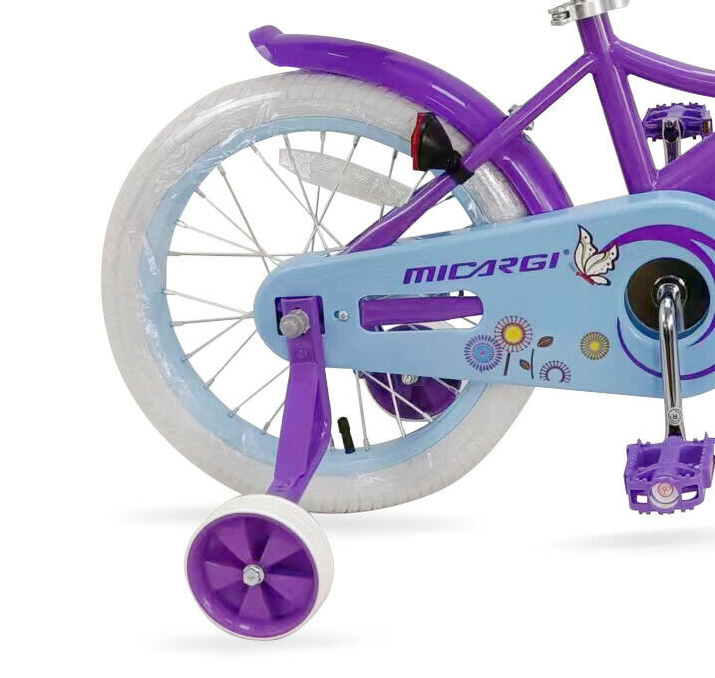 Micargi 16" inch Girl Kids Bike with Basket Girls with Training Wheels 4 5 6 7 Year Princess Toddler Purple - Image 4