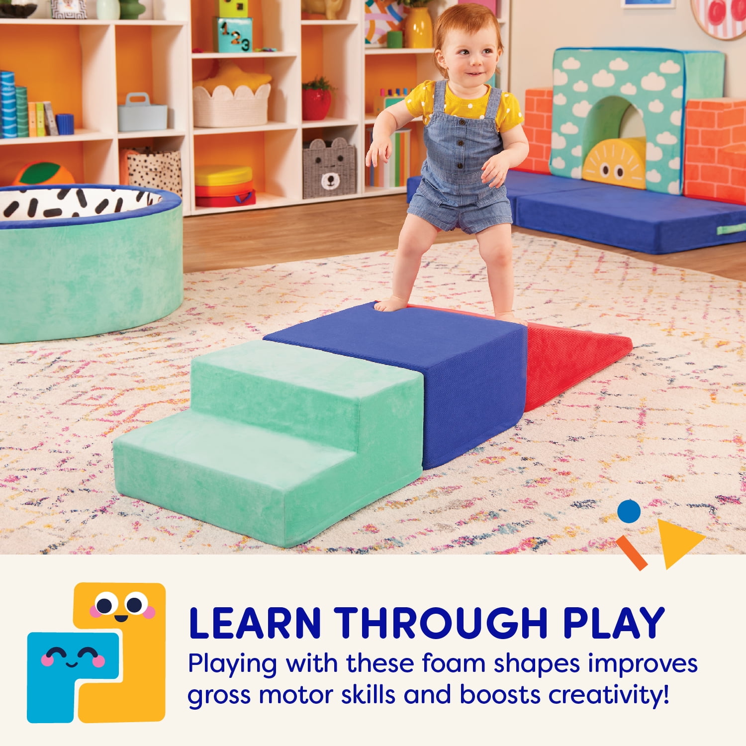 Battat Squishy Stack Climbers 3 Foam Multicolor Play Shapes, Toddler and Preschool Toys - Image 7