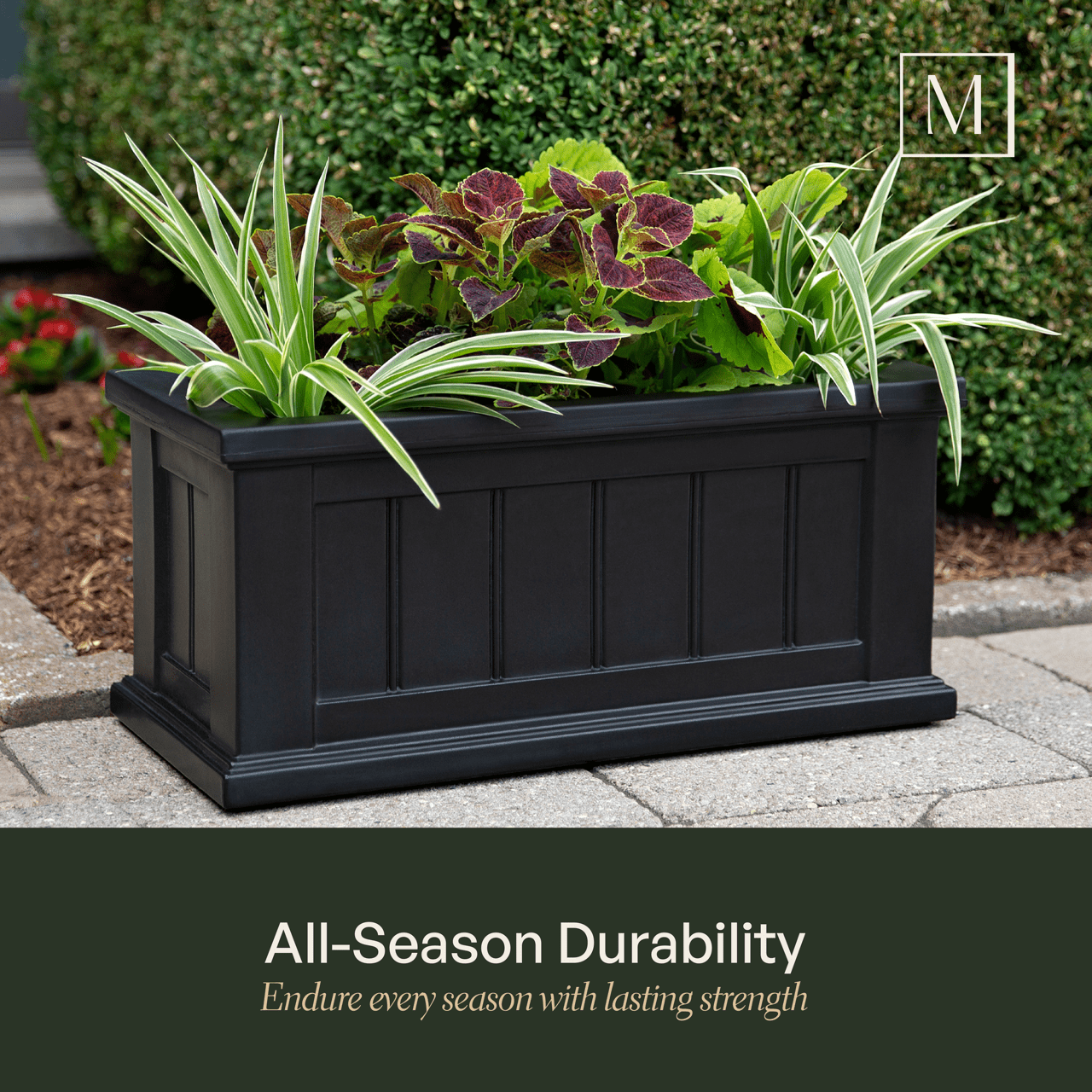 Cape Cod 24" x 11" x 11" Rectangle White Self-Watering Plastic Planter - Image 4