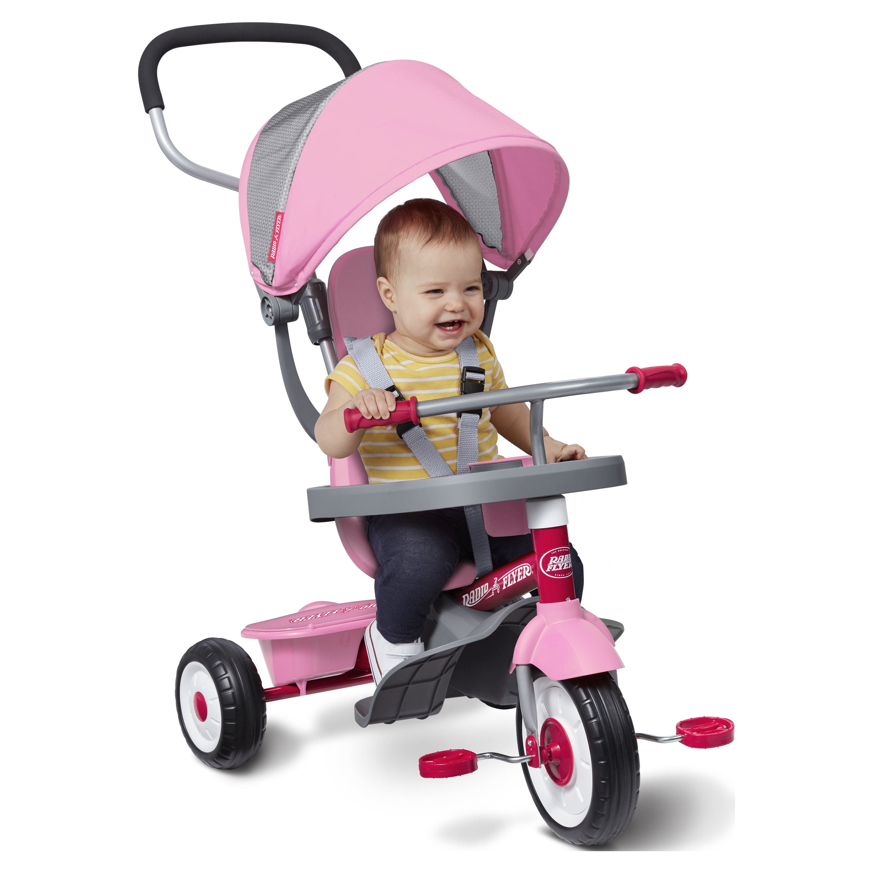 Radio Flyer 4-in-1 Stroll 'N Trike Infant and Toddler Tricycle Stroller, Pink - Image 13