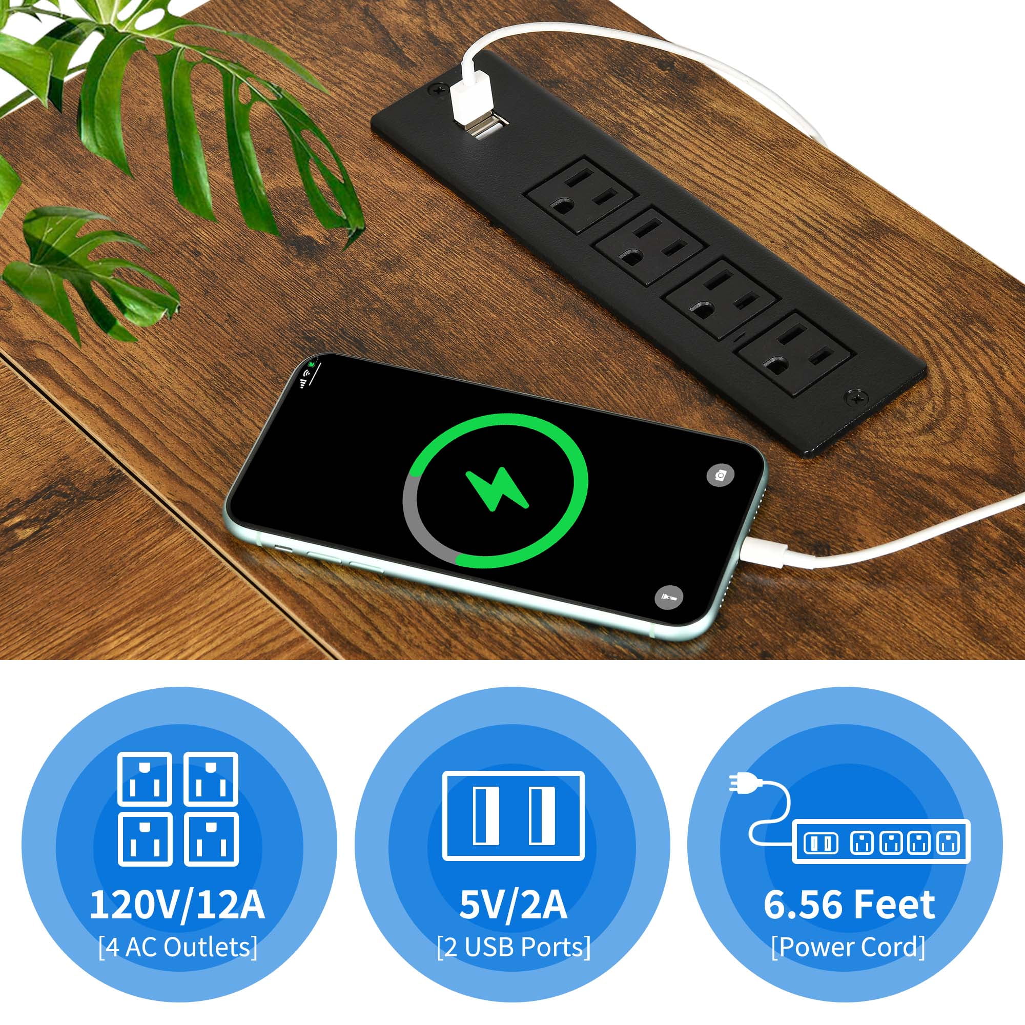 Dextrus L Shaped Desk with LED Light & Power Outlets, 55 Inch Reversible Corner Desk with Storage Shelves, Computer Desk Office Desk Executive Desk Writing Desk for Home Office, Brown - Image 9