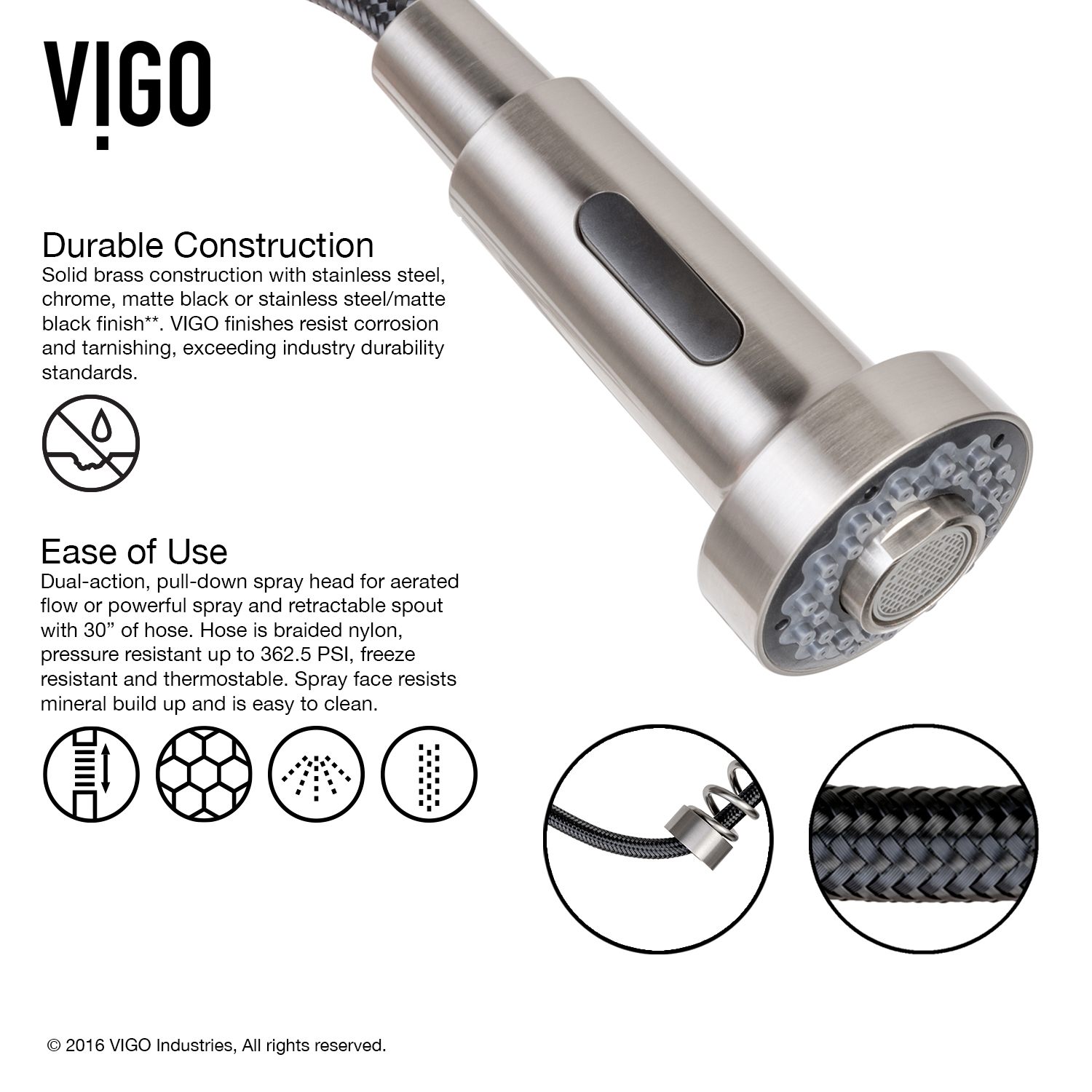 Vigo Pull-Out Spray Kitchen Faucet with Deck Plate - Image 2