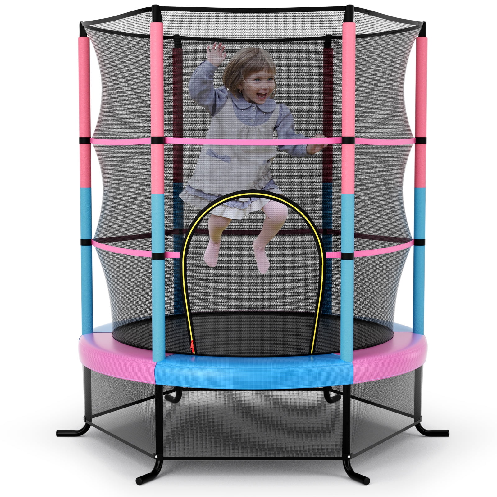 Gymax 55'' Trampoline for Kids Toddler Recreational Trampoline w/ Safety Enclosure Multicolor - Image 10