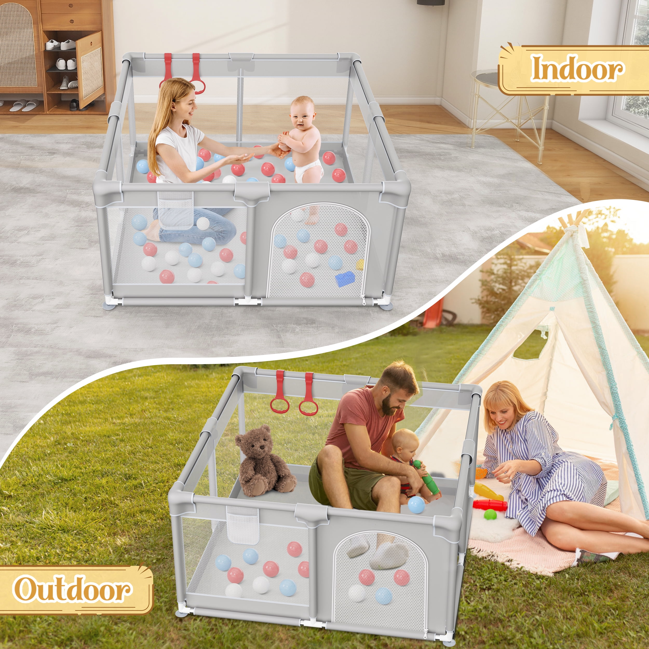 RELOIVE Baby Playpen, 50x50 inch Large Playpen for Babies and Toddlers Sturdy Safety Baby Play Yard with Breathable Mesh Baby Activity Center Play Pen for Indoor & Outdoor - Image 6