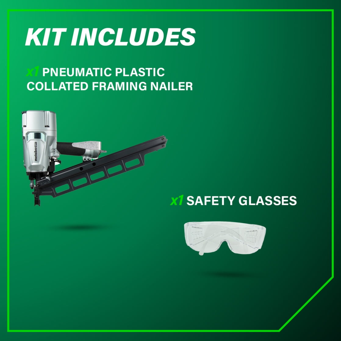 Metabo HPT Framing Nailer, Pro-Preferred Pneumatic Power Nailer & Framing Tool for Flooring, Roof Decking, Selectable Trigger & Rafter Hook, 21° 2" to 3-1/4" Plastic Collated Nails, NR83A5 - Image 4