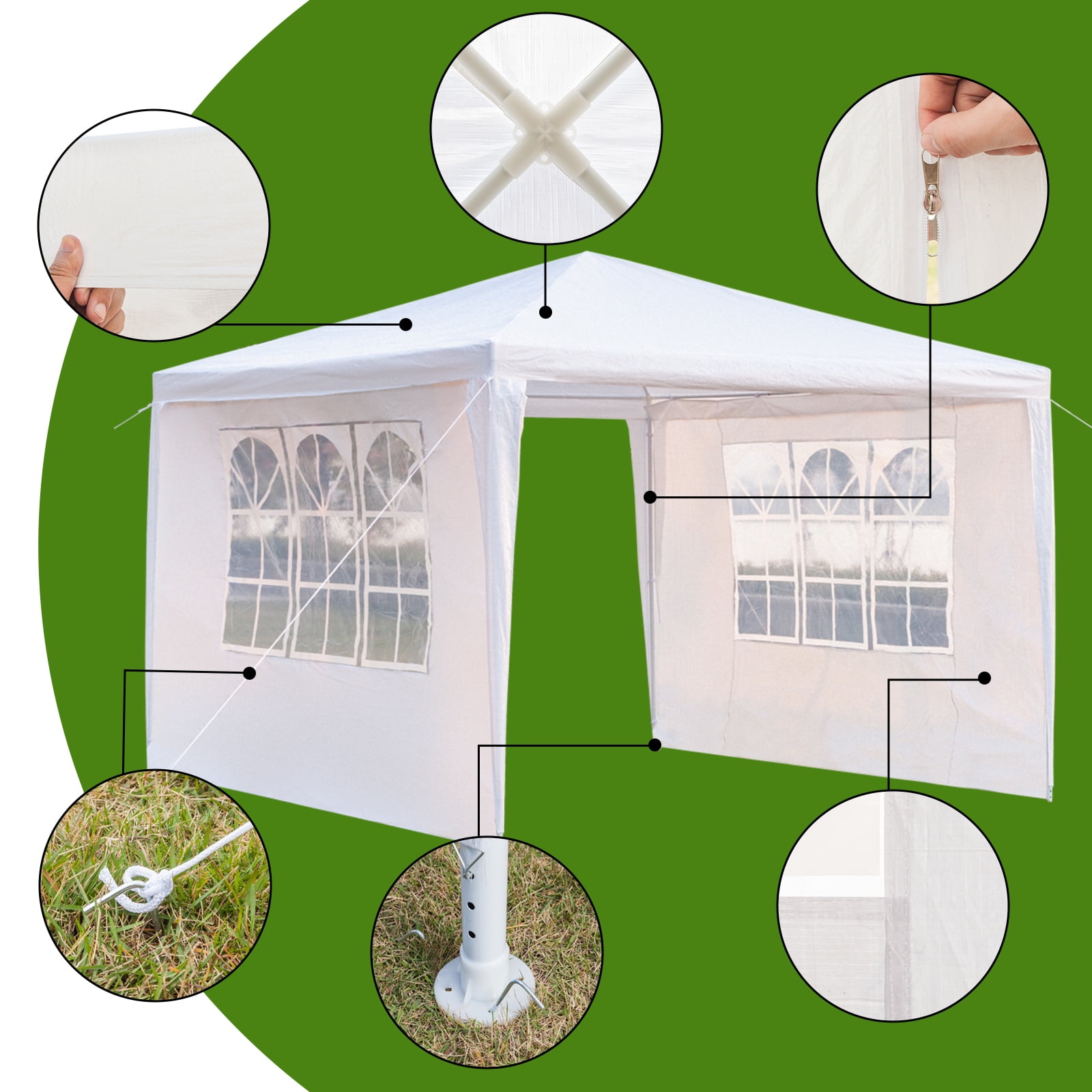 Zimtown 10'x10' Wedding Party Canopy Tent,3 Removable Sidewalls with Windows, Great for Outdoors - Image 3