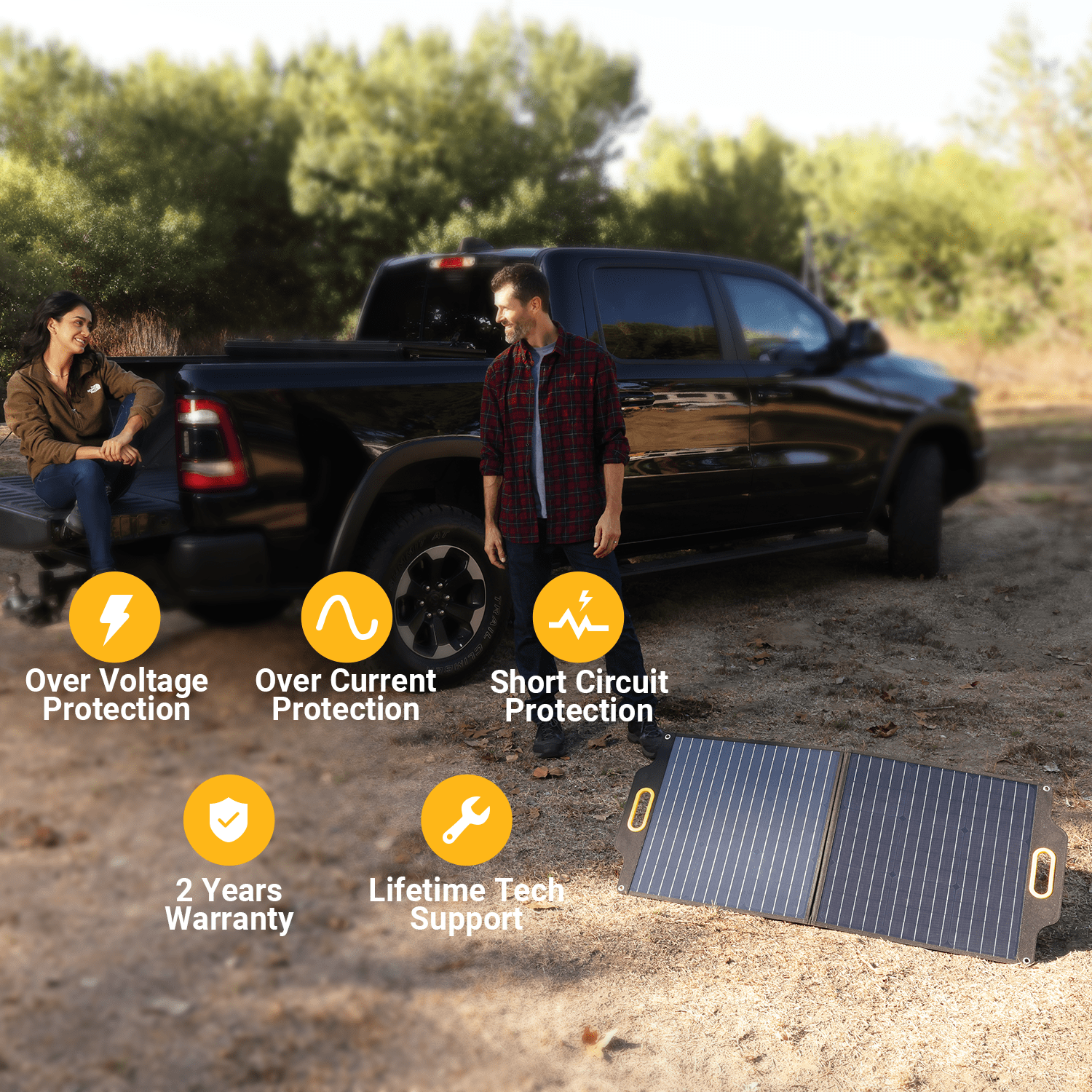 Powerness 80W Portable Solar Panel for Power Station, Foldable Solar Charger with Patented LCD Digital Window for Outdoor Camping, RV, Off Grid System - Image 9