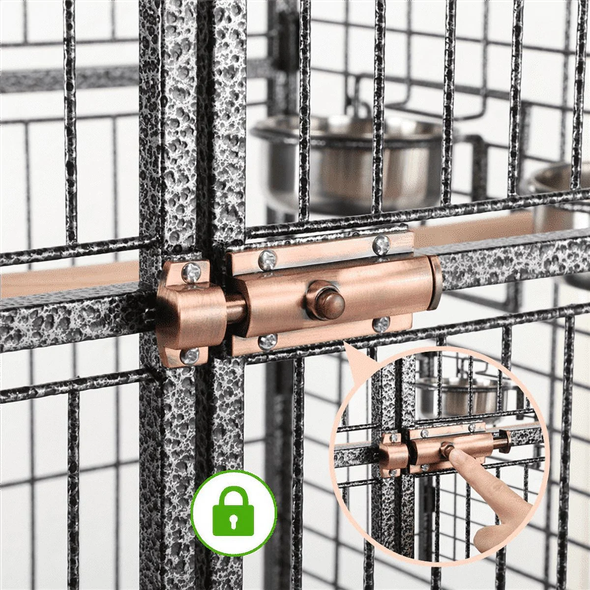 Renwick 63'' H Open Playtop Rolling Metal Bird Cage with Stand, Black - Image 9