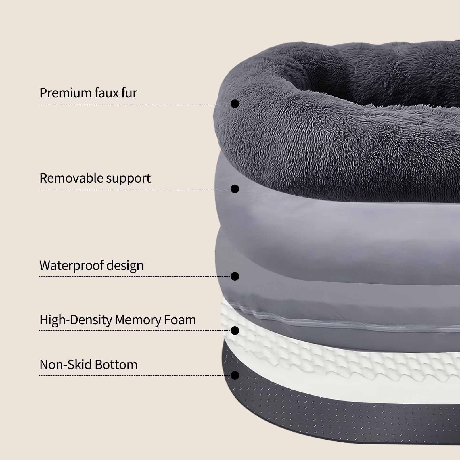 XCLOUD Human Dog Bed, 75''x45''x14'' Large Size Fits for Adults, Washable Cover Dog Bed, Present Plump with Pillow and Blanket, Dark Gray - Image 4