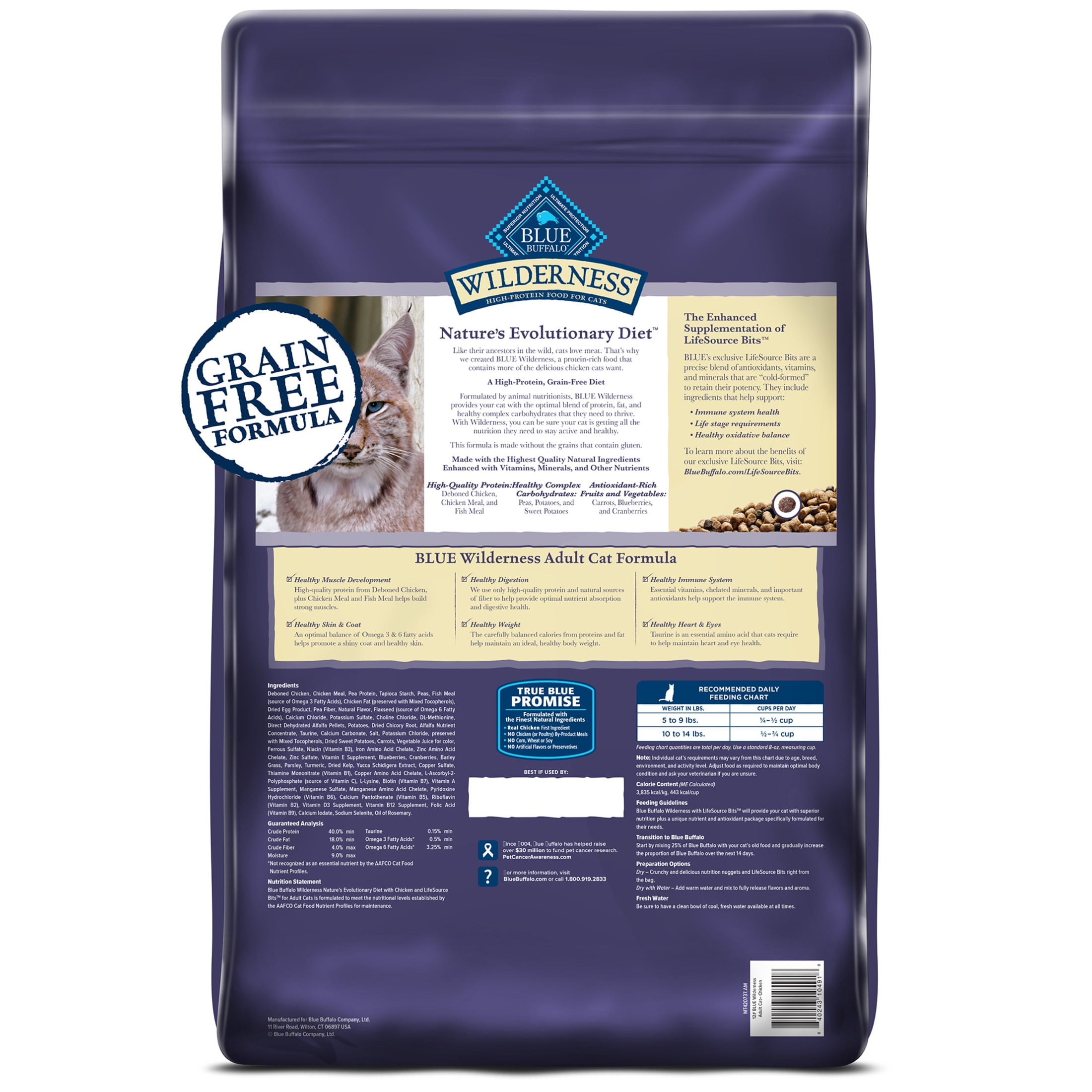 Blue Buffalo Wilderness Natural Adult Dry Cat Food, High-Protein, Chicken, 12-lb. Bag - Image 4