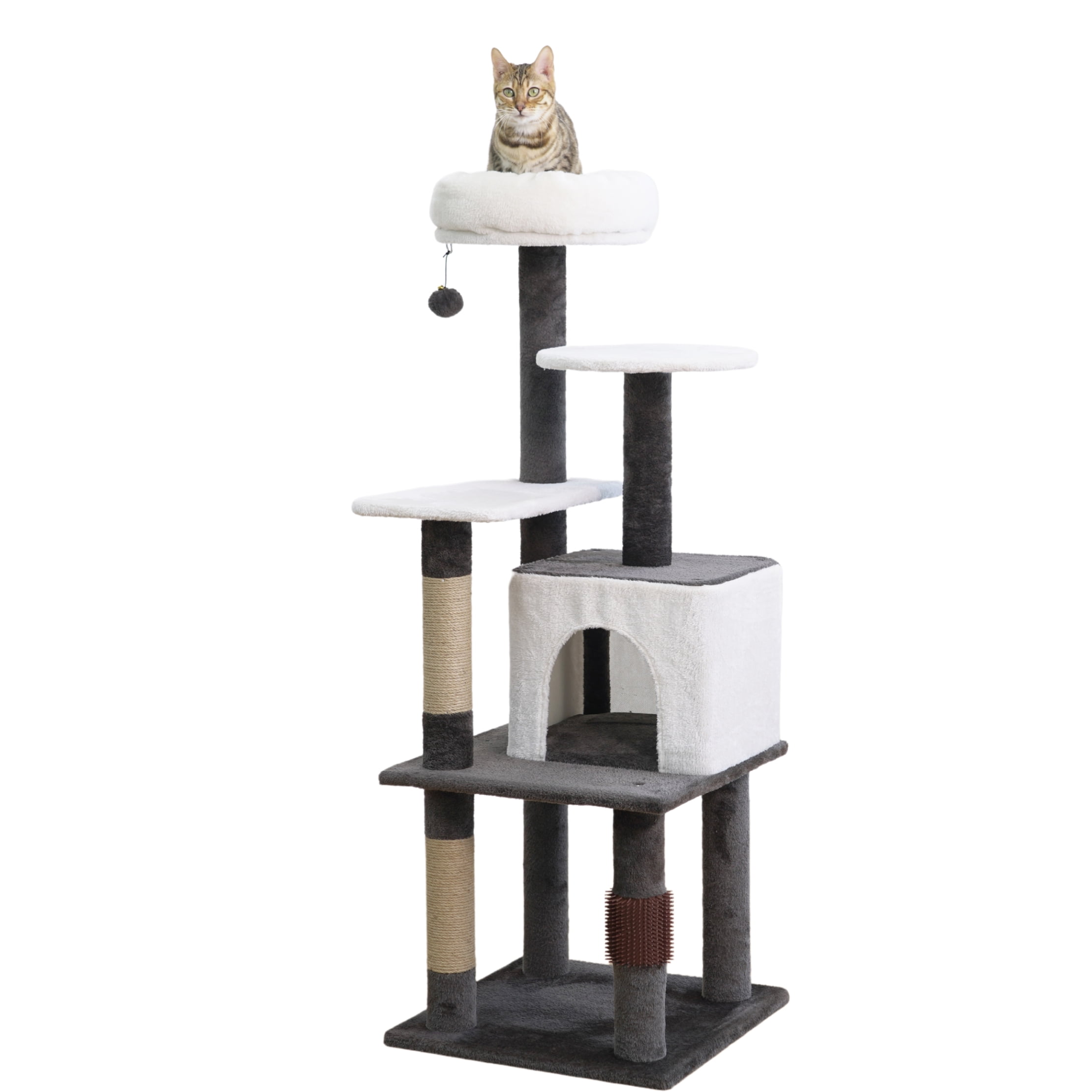 Vibrant Life 5-Level 49" Minimalist Cat Tree with Condo Perch Scratching Post, Brown&Beige - Image 11