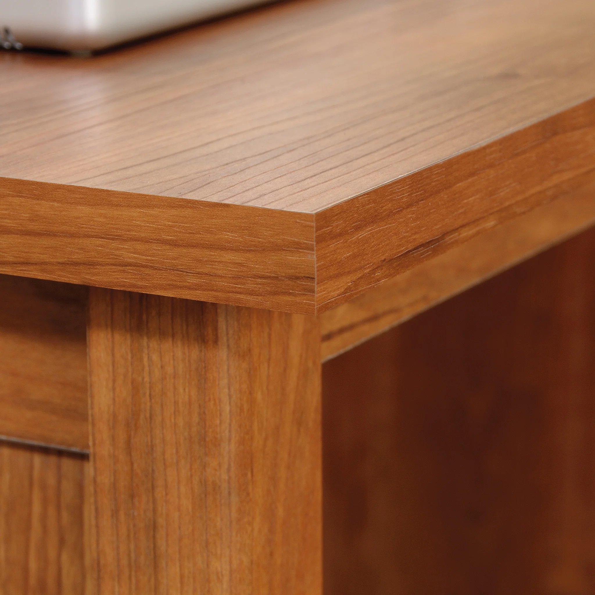 Sauder Union Plain Single Pedestal Desk, Prairie Cherry Finish - Image 7