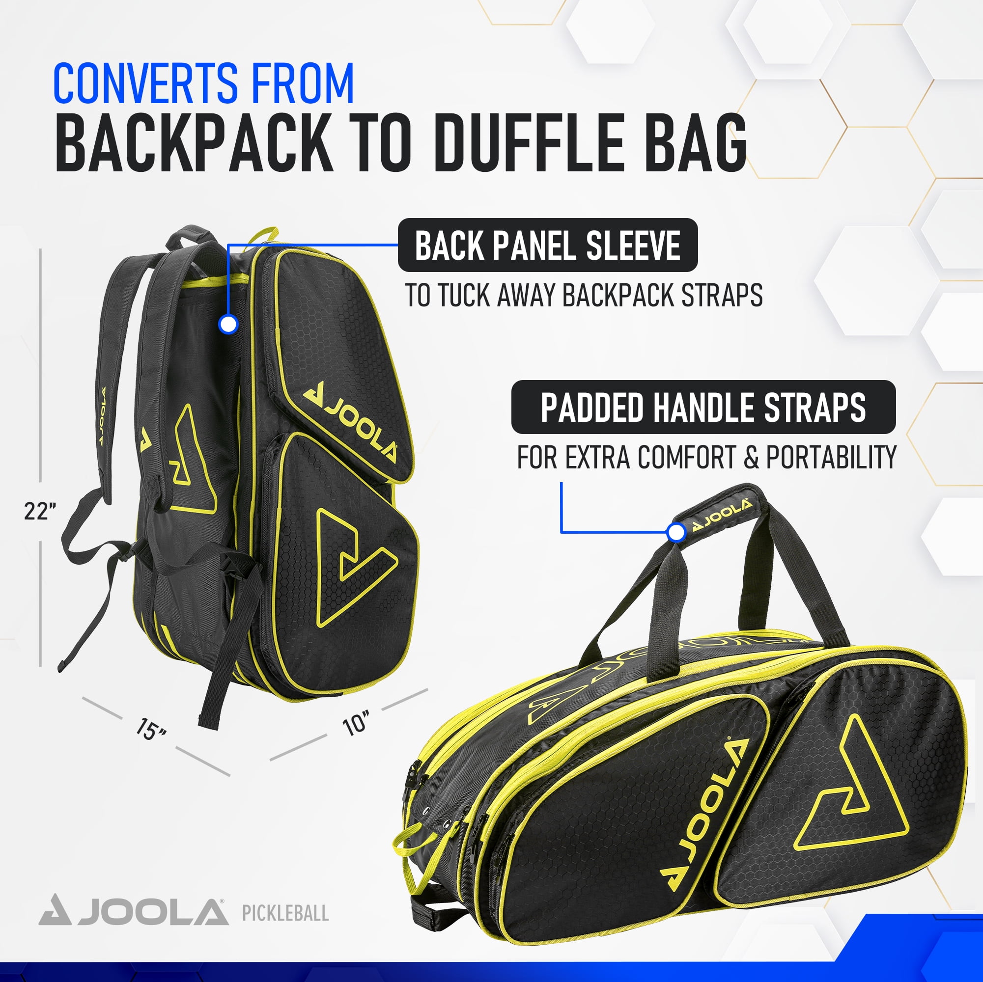 JOOLA Tour Elite Pro Pickleball Bag, Black/Yellow - Image 2