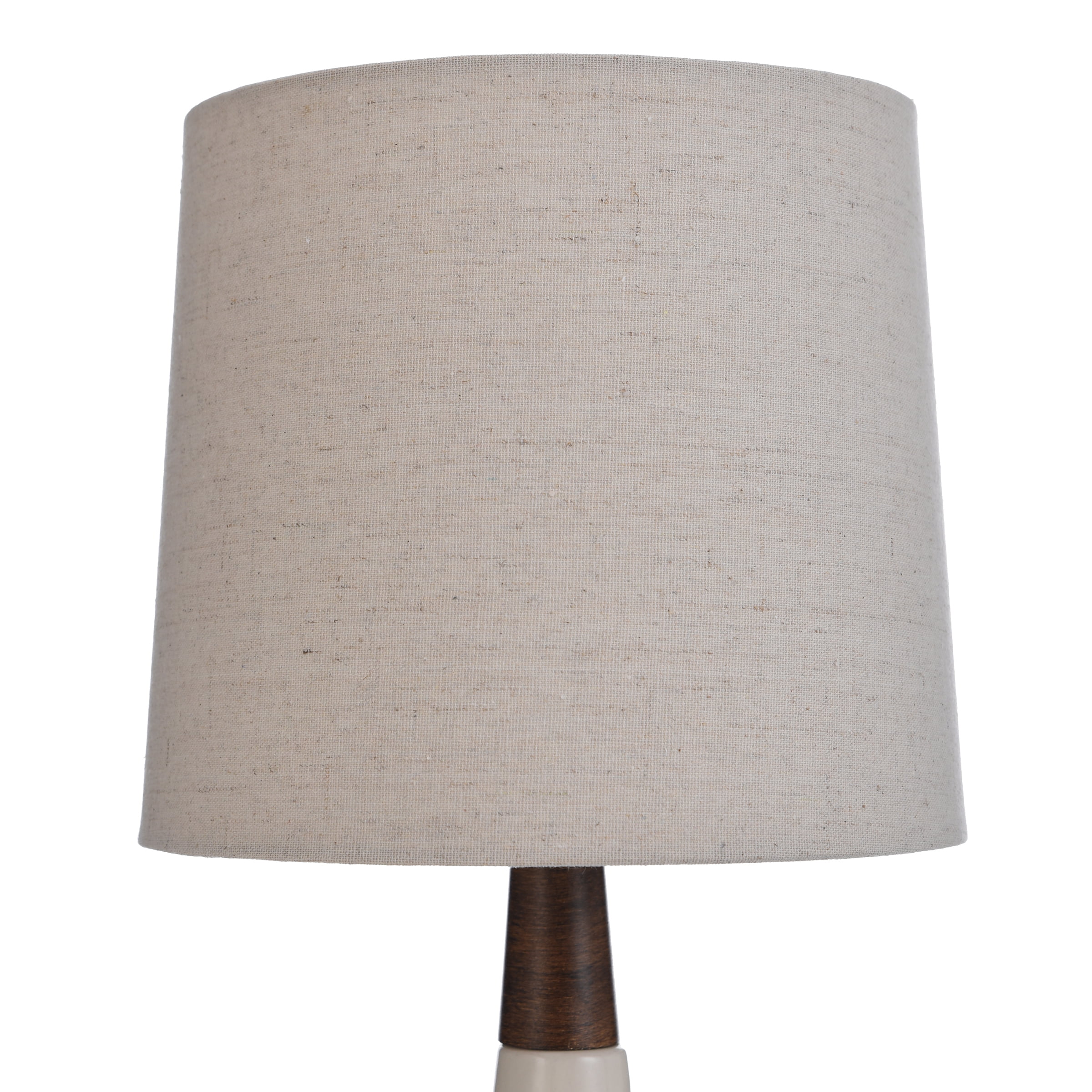 Poly Resin & Ceramic Table Lamp - Faux Wood, Cream Finish - White Hardback Styrene Shade - Image 3